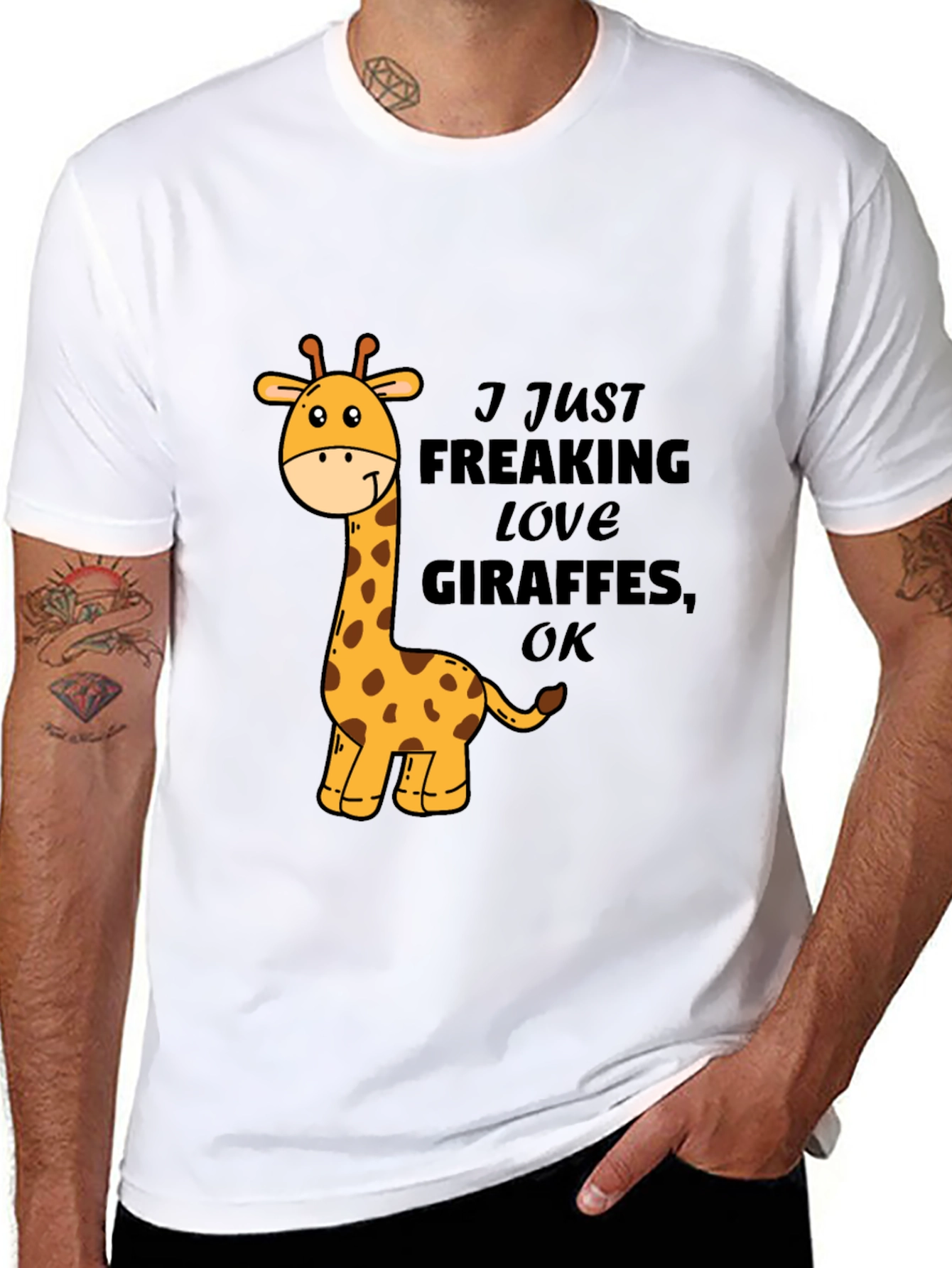 Black I Love Giraffes Black T-Shirt view 8