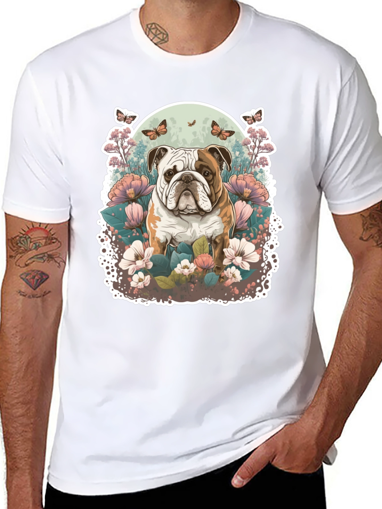 Black Bulldog Floral T-Shirt view 8