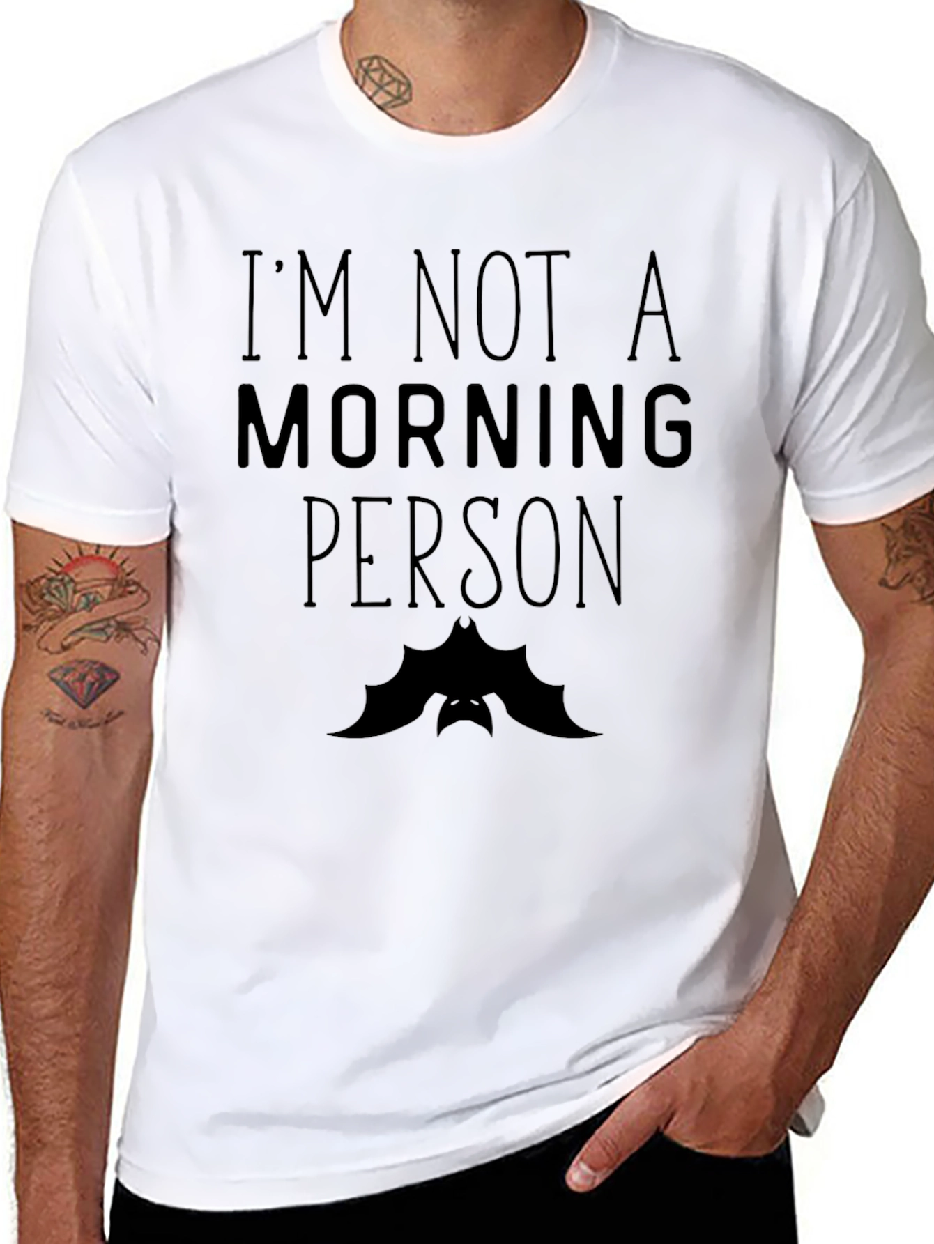 I'm Not A Morning Person Bat T-Shirt Funny Halloween Tee - 8