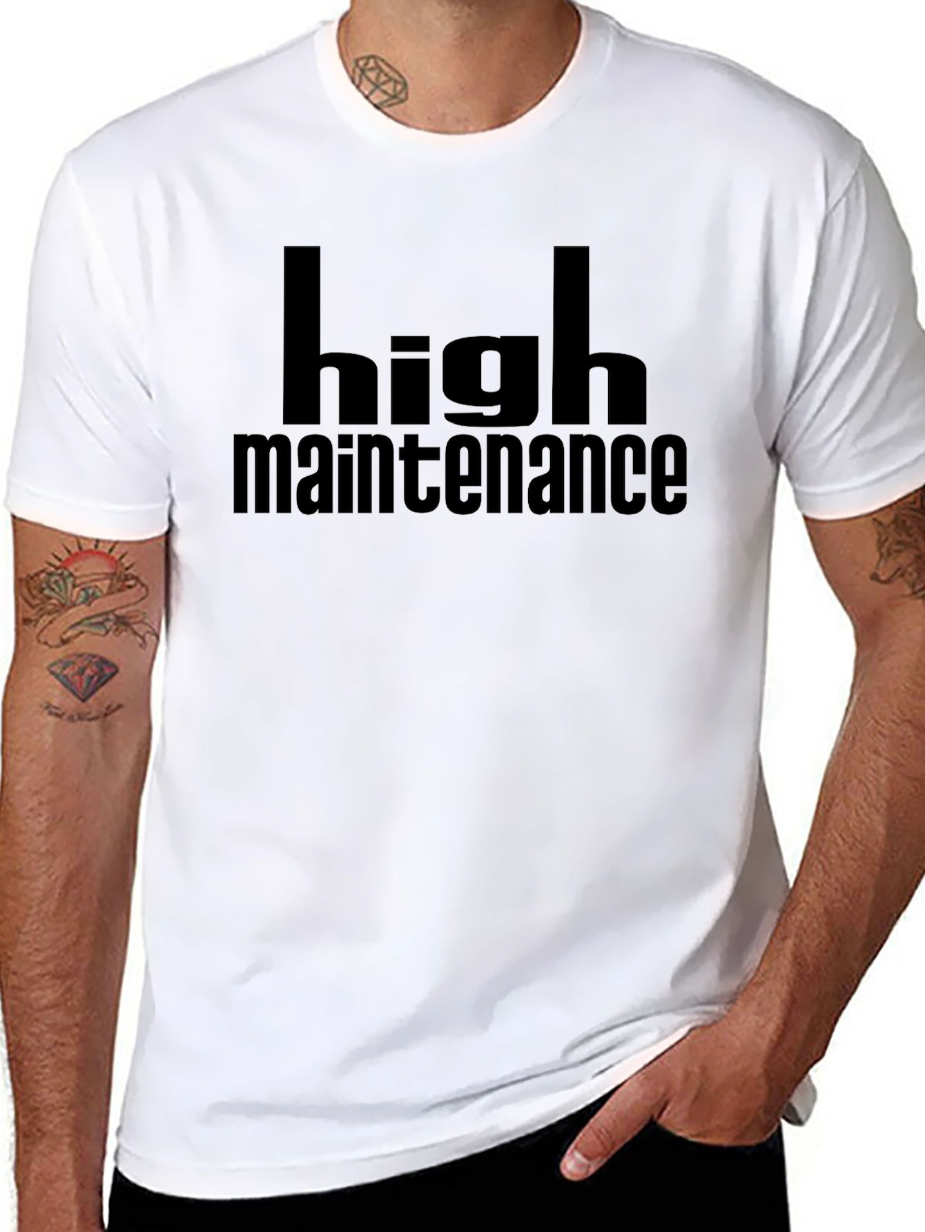 Black High Maintenance Black Graphic T-Shirt view 8