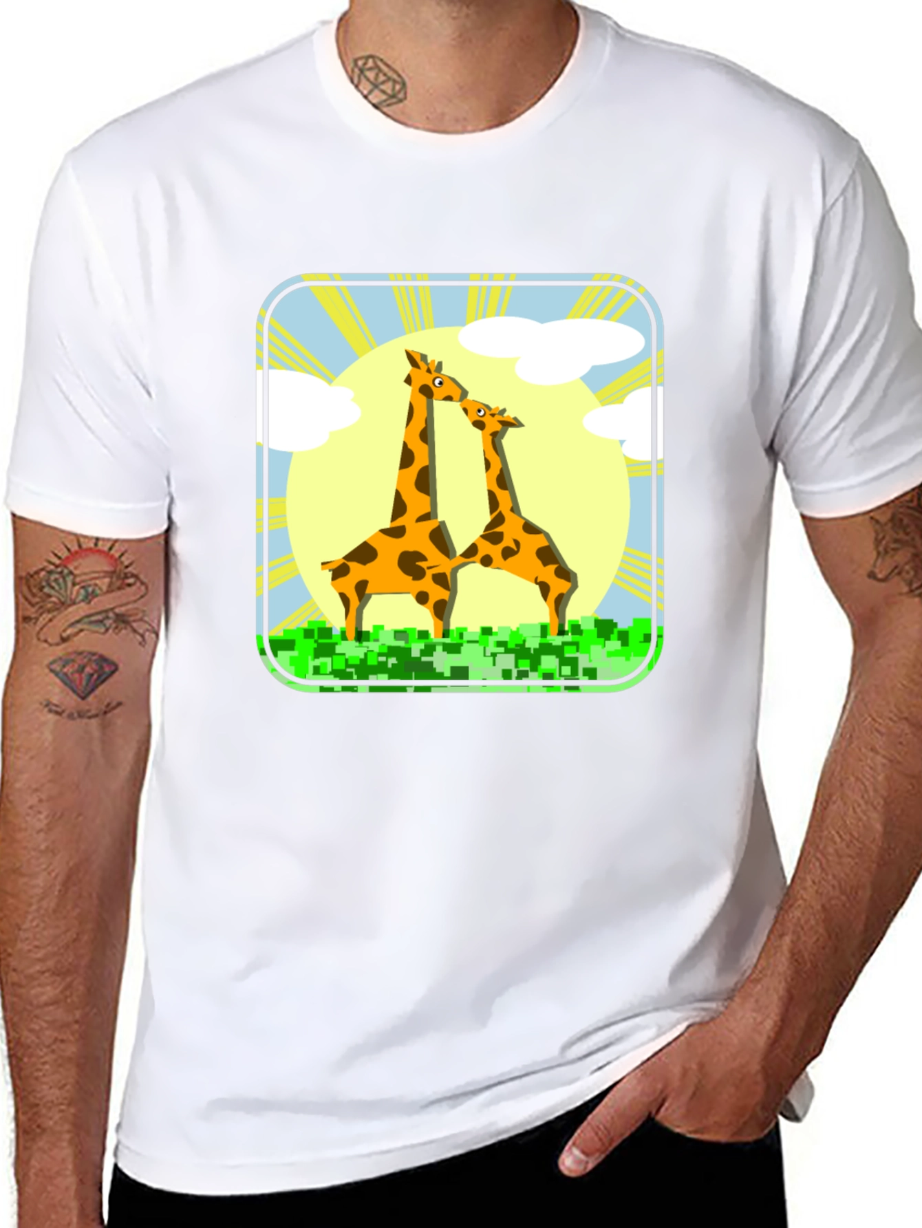 Black Giraffe Graphic Tee - Black Cotton T-Shirt view 8