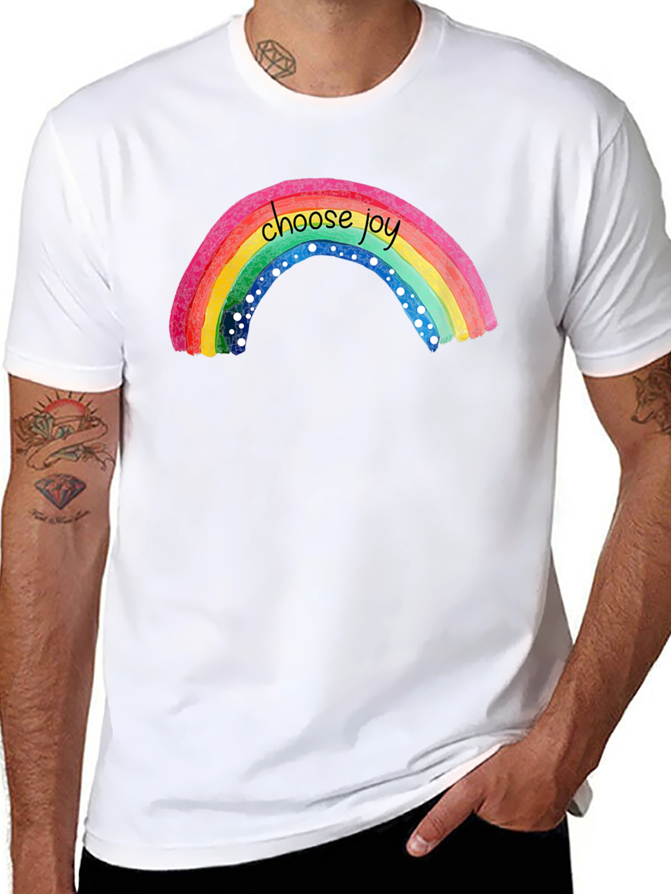 Black Choose Joy Rainbow Graphic T-Shirt - Black view 8