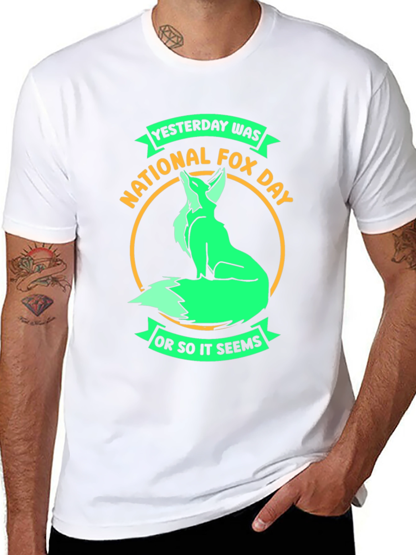 Black National Fox Day T-Shirt - Funny Sarcastic Tee view 8