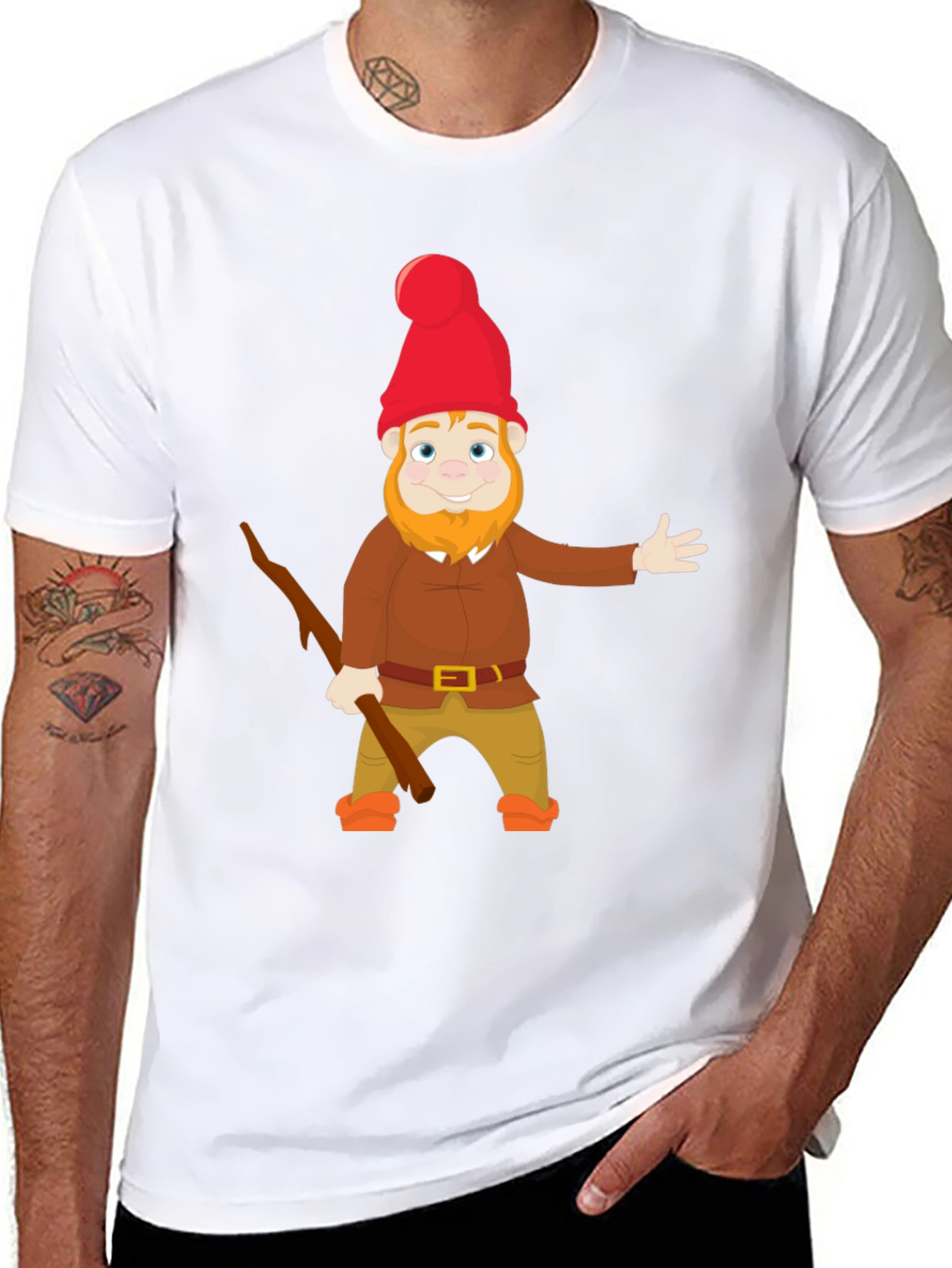 Black Gnome Graphic T-Shirt - Whimsical Cartoon Design view 8