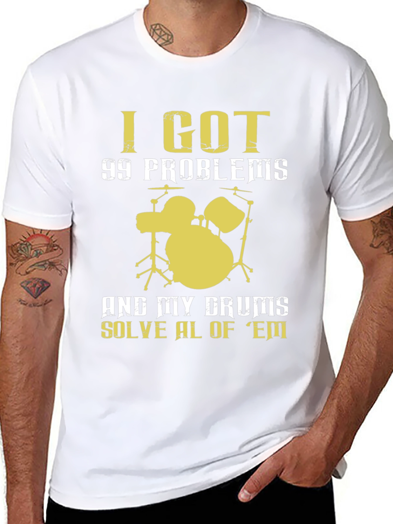 Black I Got 99 Problems Drums T-Shirt view 8