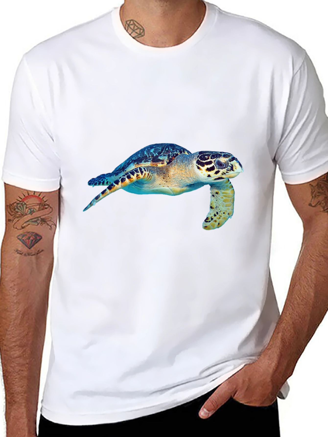 Black Sea Turtle Graphic Tee - Black Cotton Blend view 8