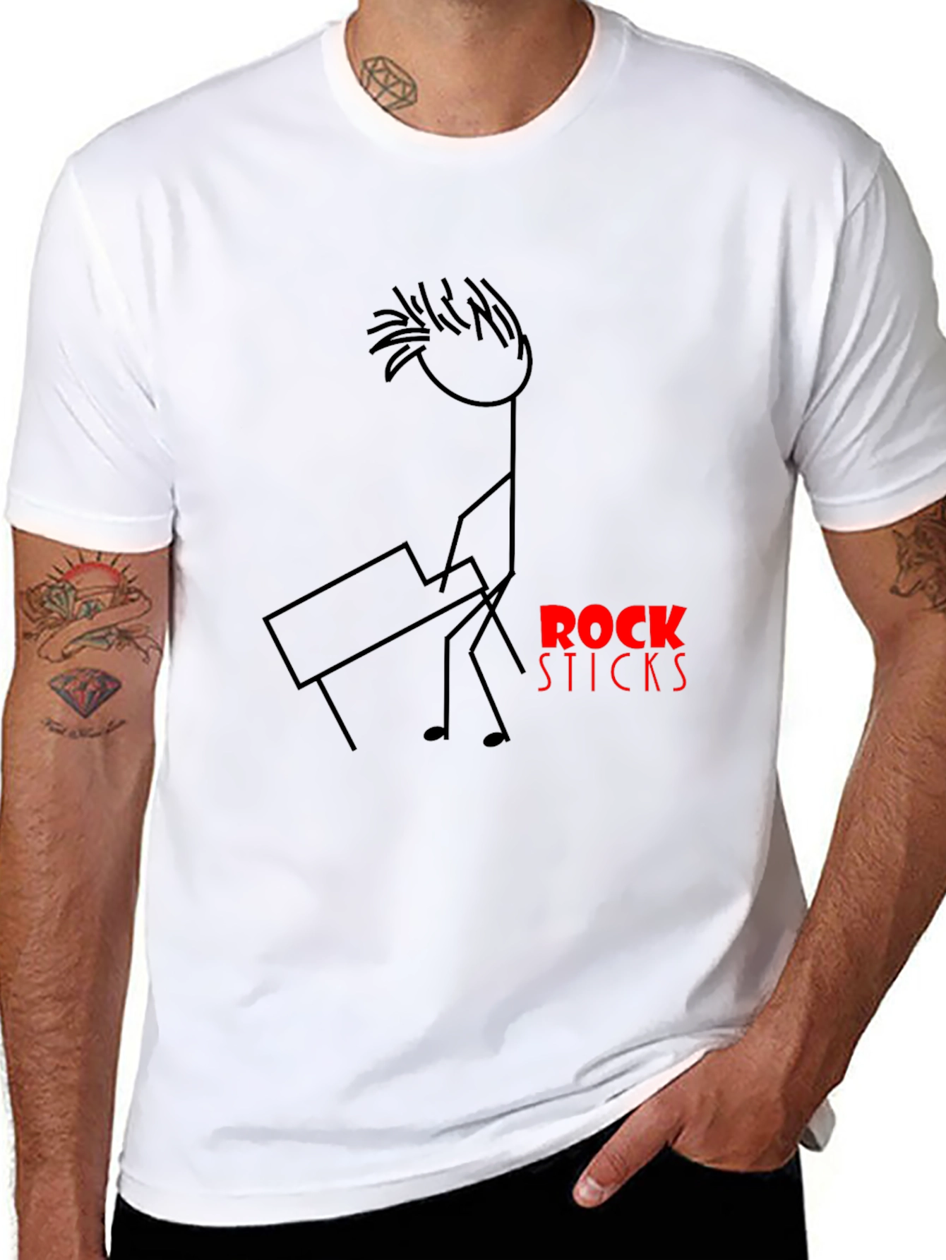 Black Rock Sticks Graphic T-Shirt - Black Cotton Tee view 8