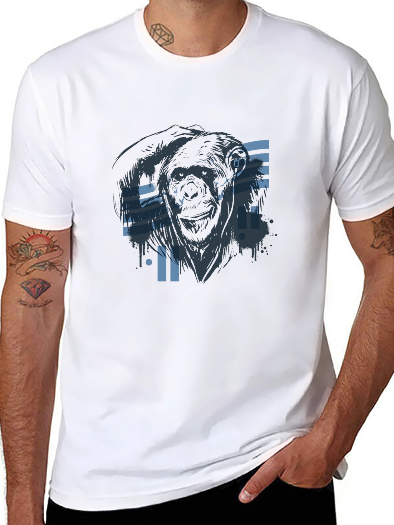 Black Cyber Gorilla Black T-Shirt - Cool Graphic Tee view 8