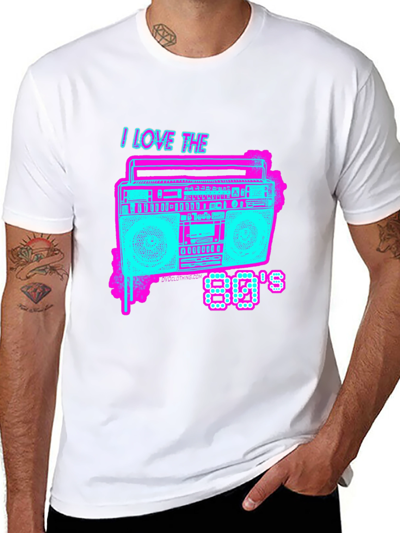 Black I Love the 80's Retro Boombox T-Shirt view 8