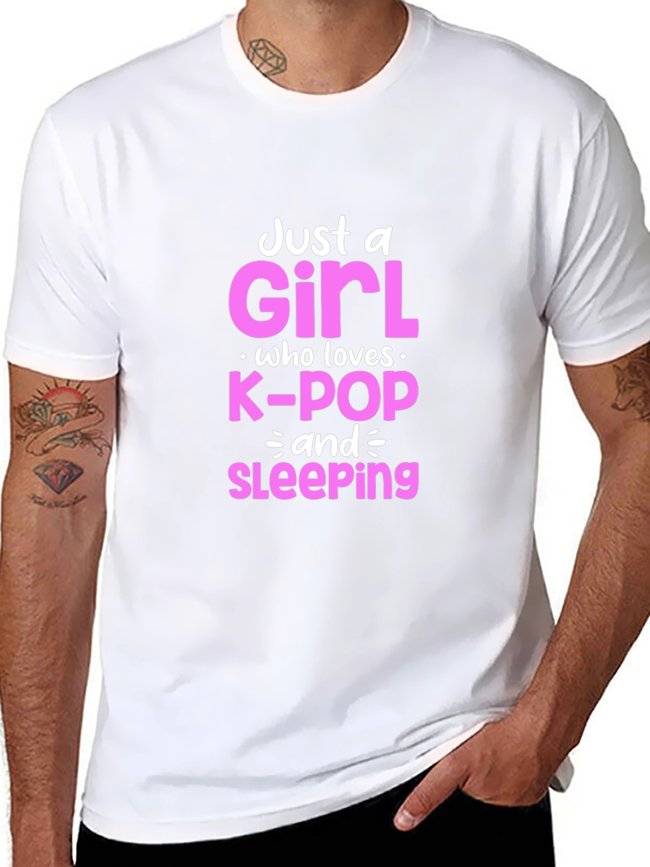 K-Pop Girl's Tee - Just a Girl Who Loves K-Pop & Sleeping T-Shirt - 8