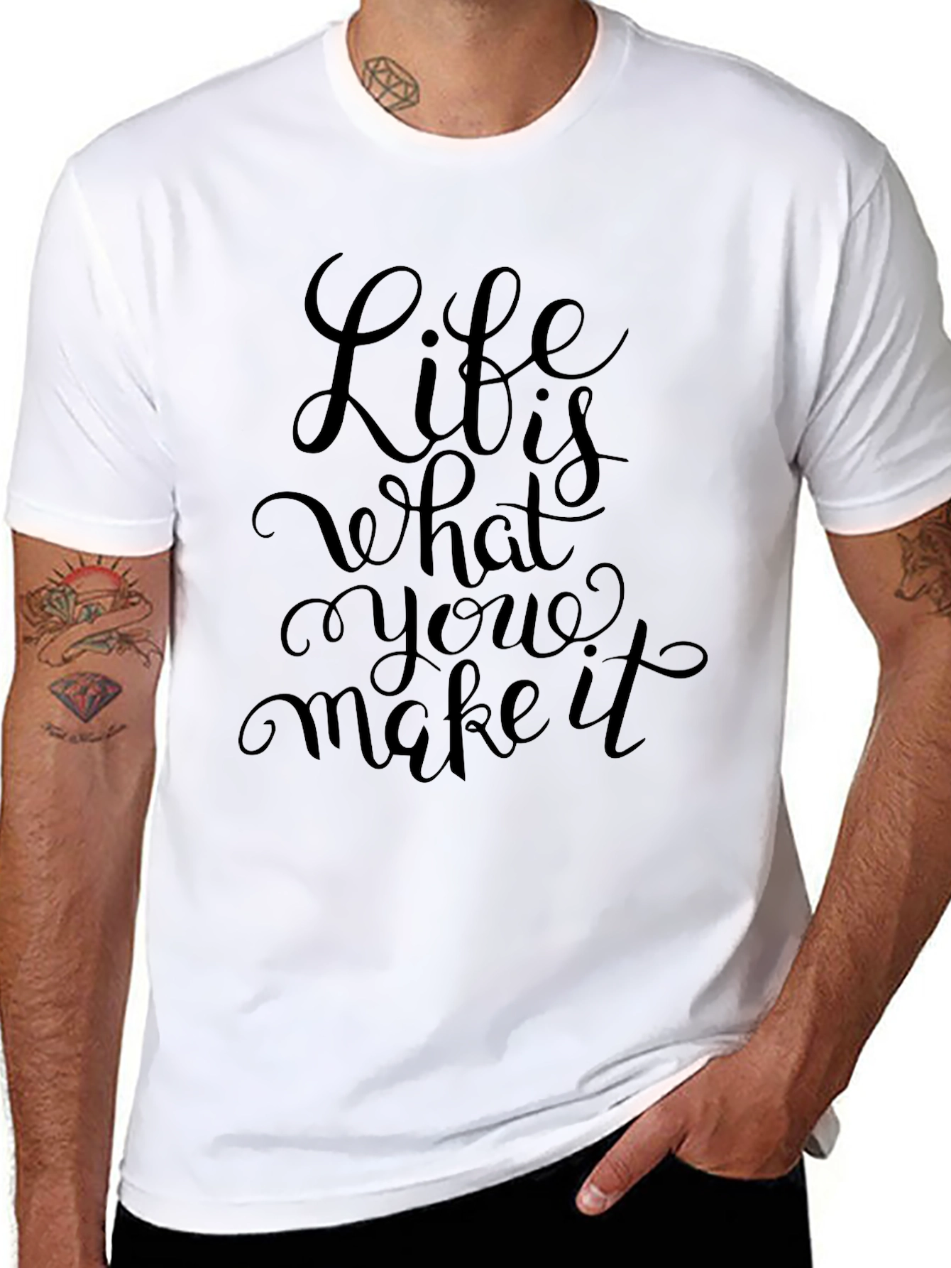Black Life is What You Make It Graphic Tee - Black Casual T-Shirt view 8