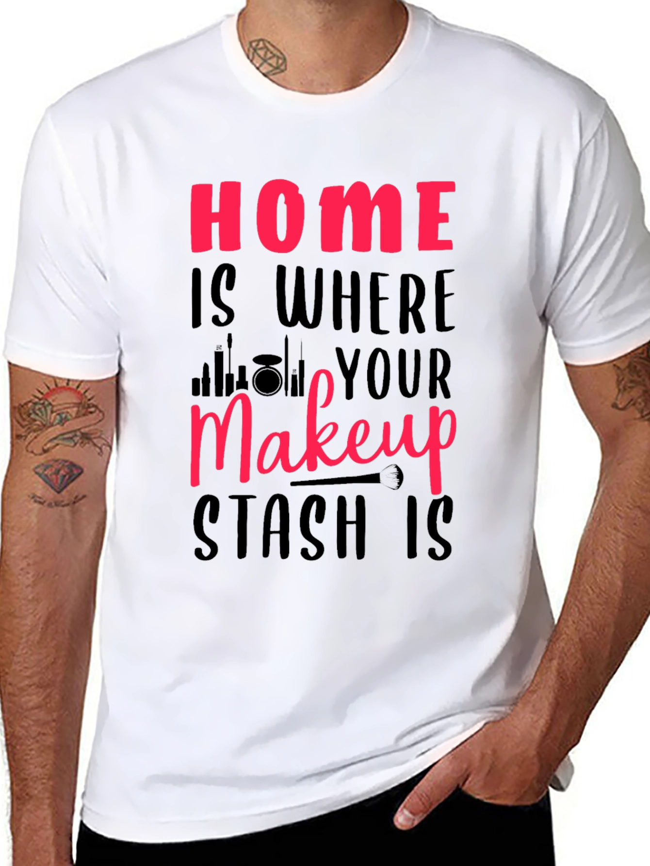 Black Makeup Stash T-Shirt - Home is Where Your Makeup Is view 8