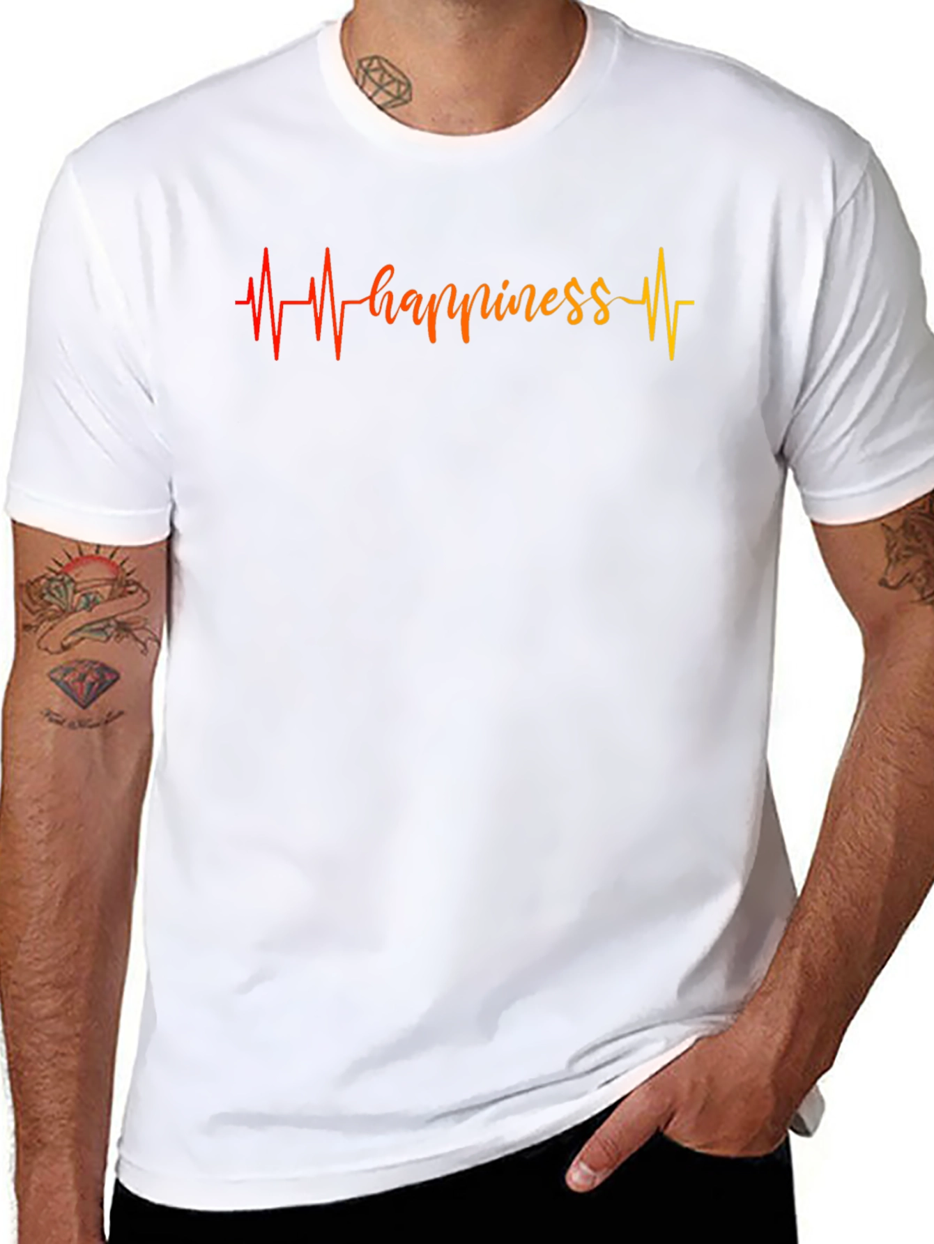 Black Happiness Heartbeat Graphic T-Shirt - Comfort Fit view 8