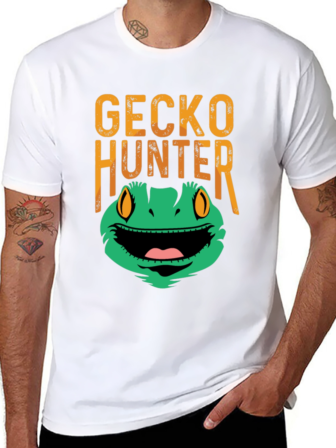 Black Gecko Hunter Funny Graphic Tee view 8