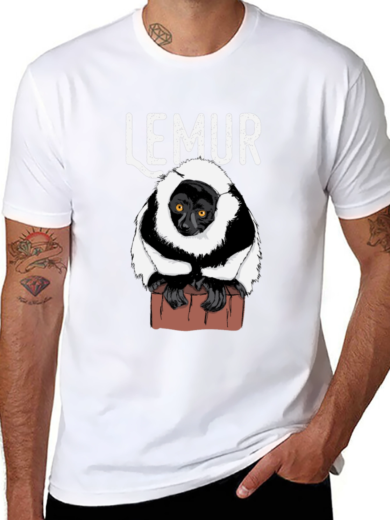 Black Lemur Graphic Print Black T-Shirt view 8