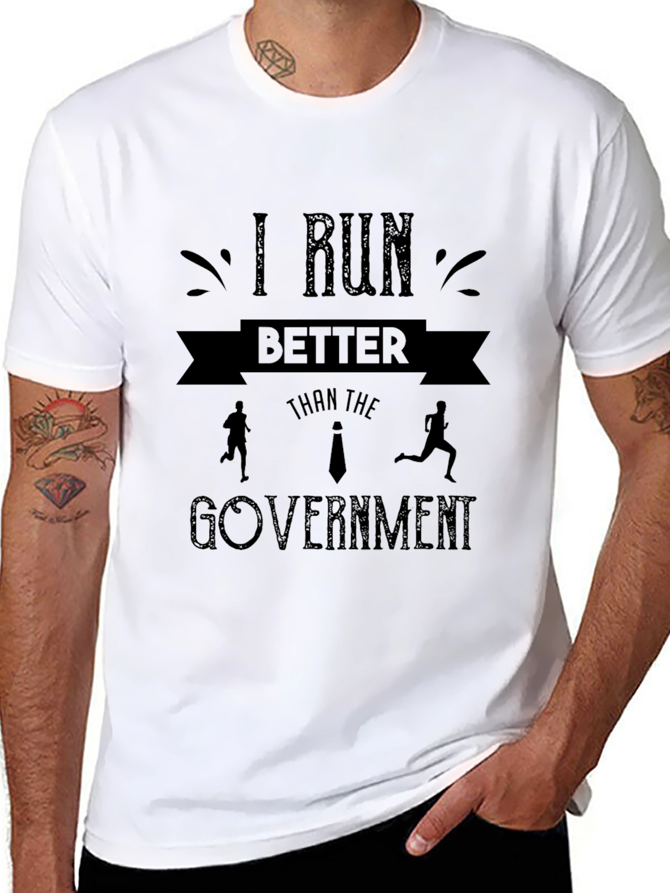 Black I Run Better Than The Government T-Shirt view 8