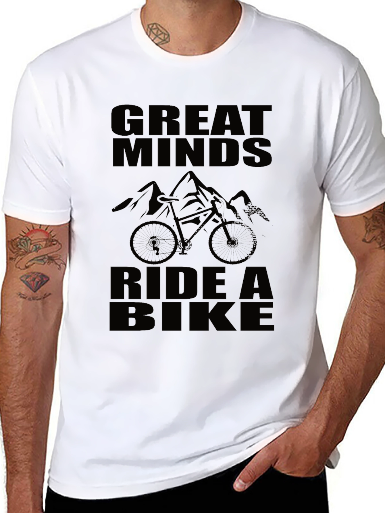 Black Great Minds Ride a Bike Black Graphic T-Shirt view 8