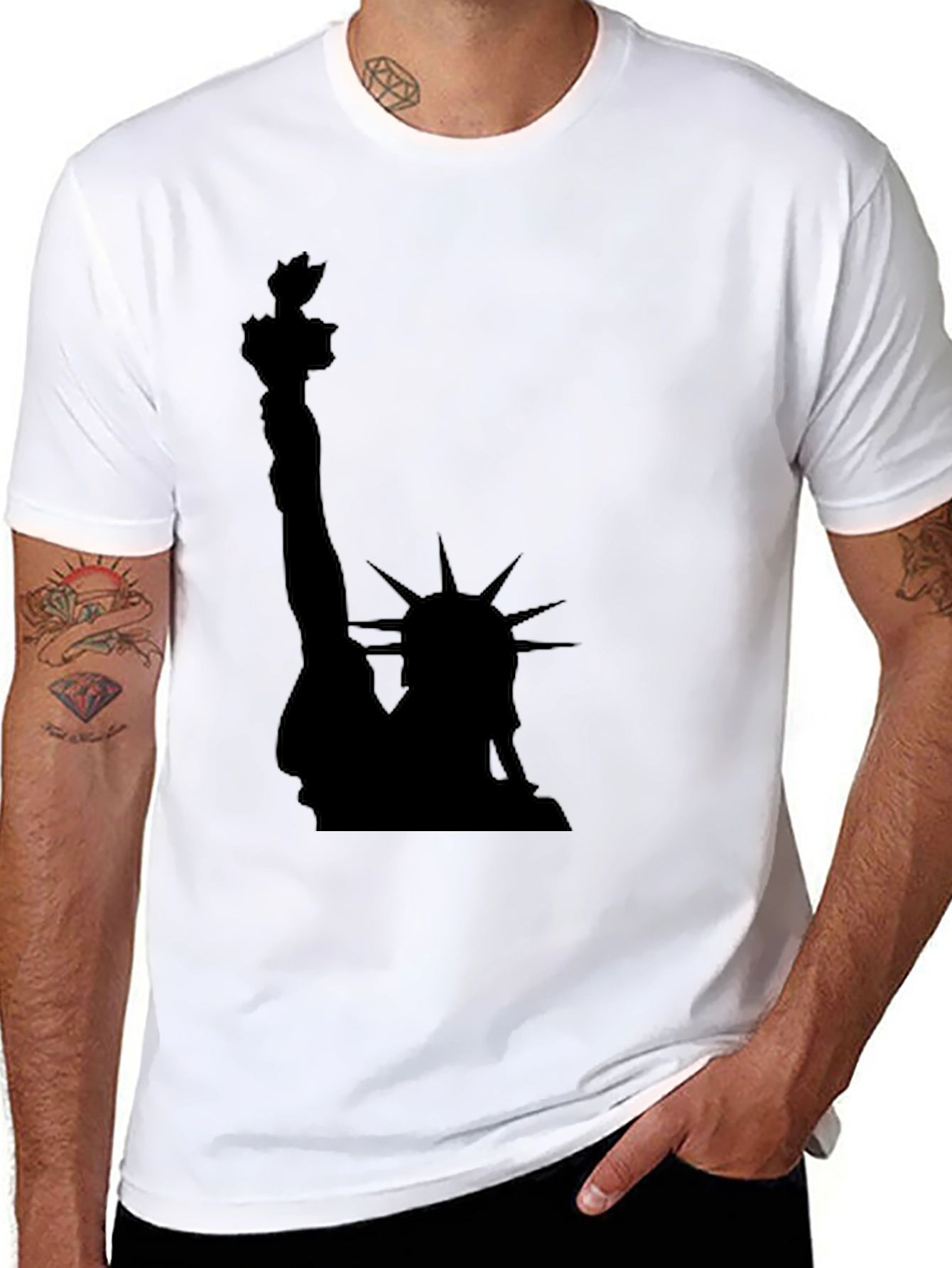 Statue of Liberty Graphic Tee - Black Cotton T-Shirt - 8