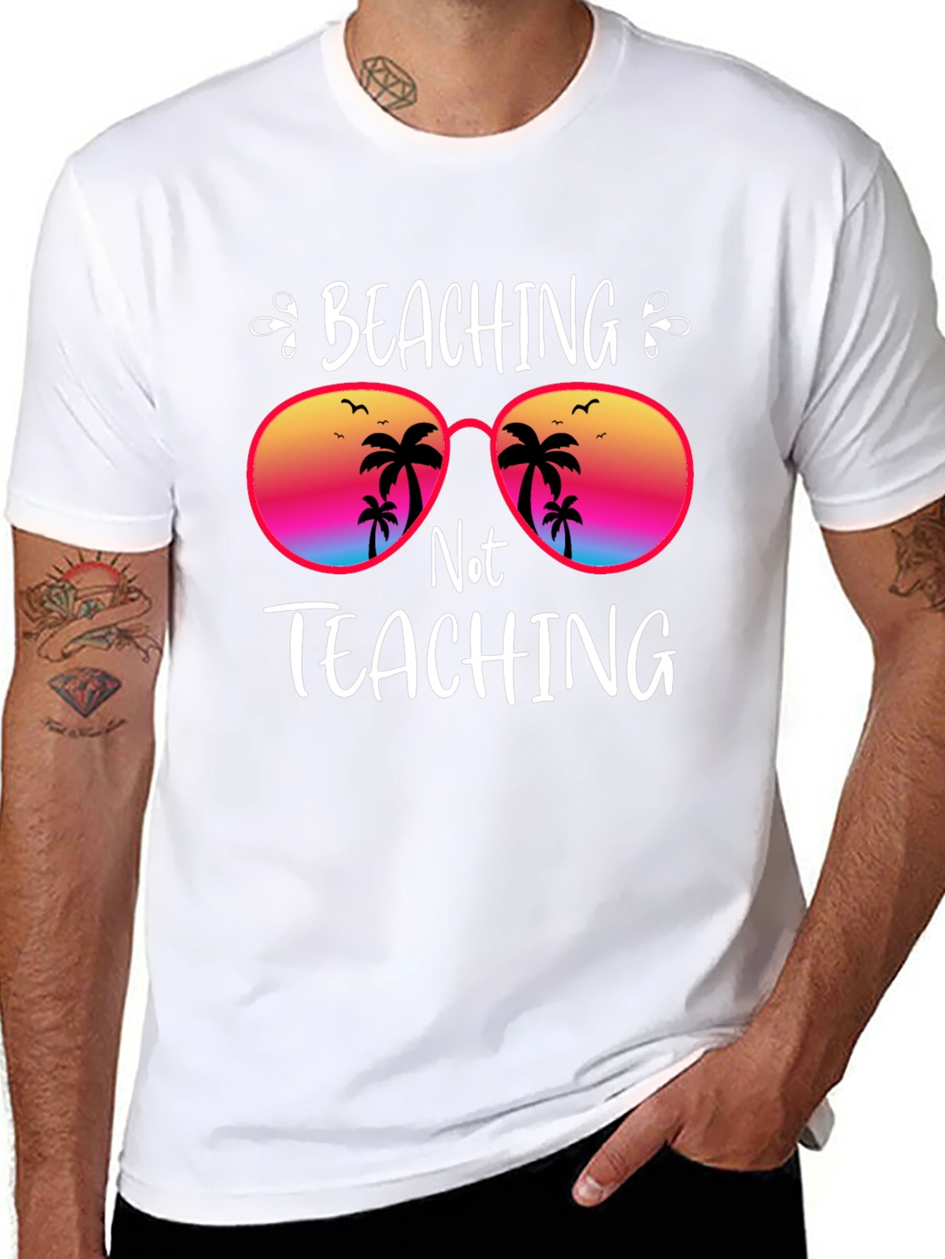 Black Beaching Not Teaching Graphic T-Shirt view 8