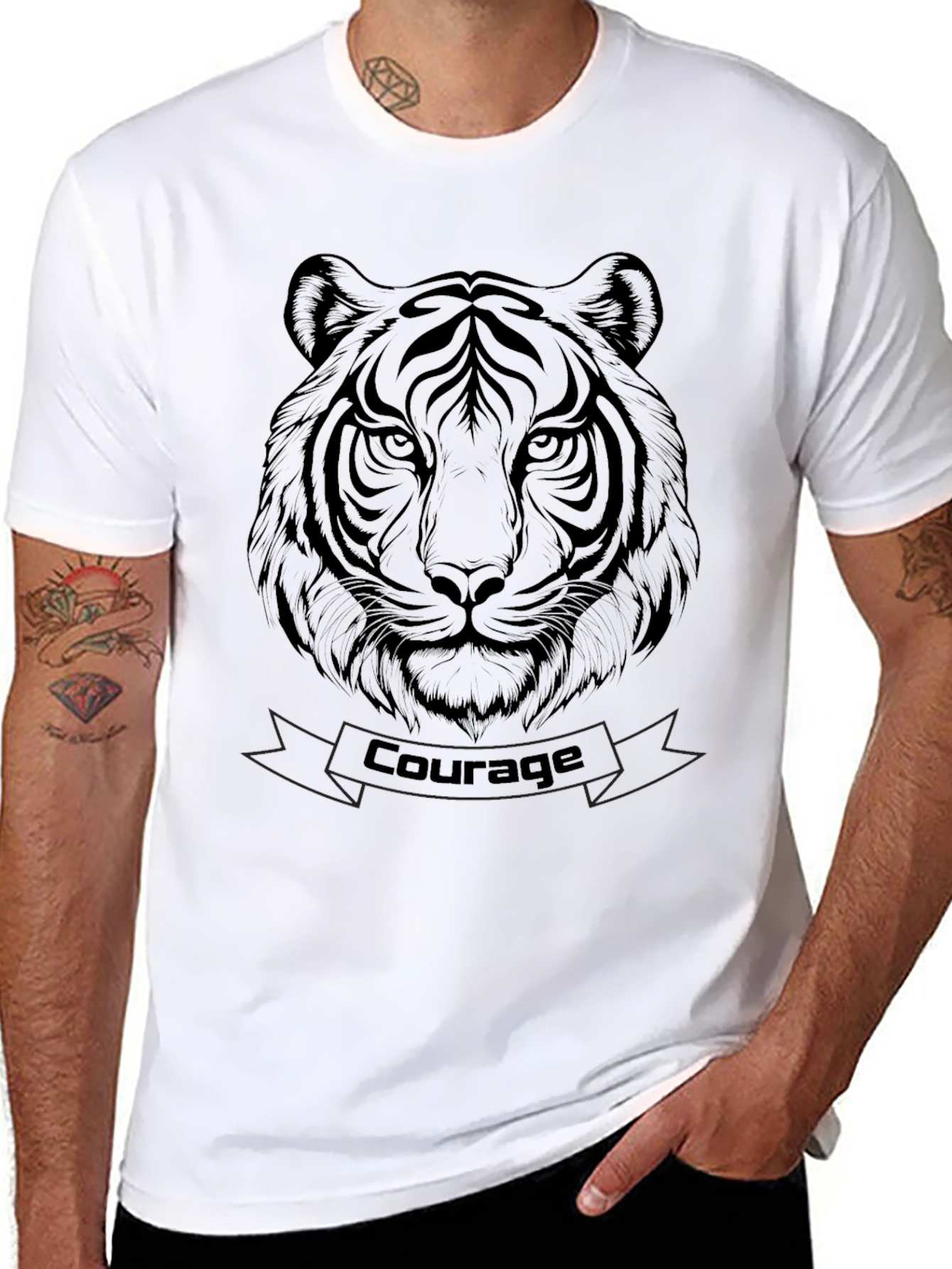 Black Courage Tiger Graphic Tee - Black view 8