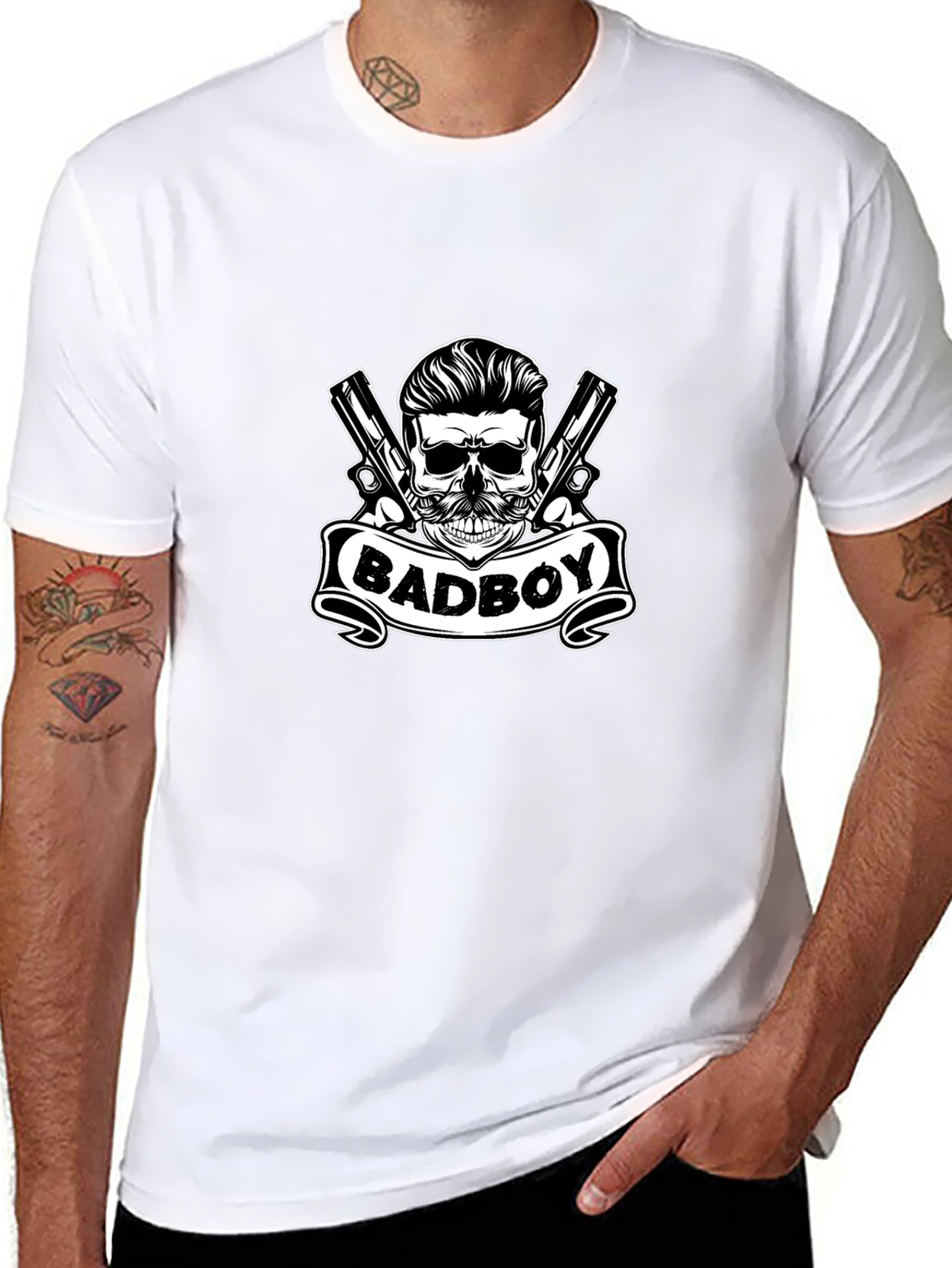 Black Badboy Skull Graphic Tee - Black view 8