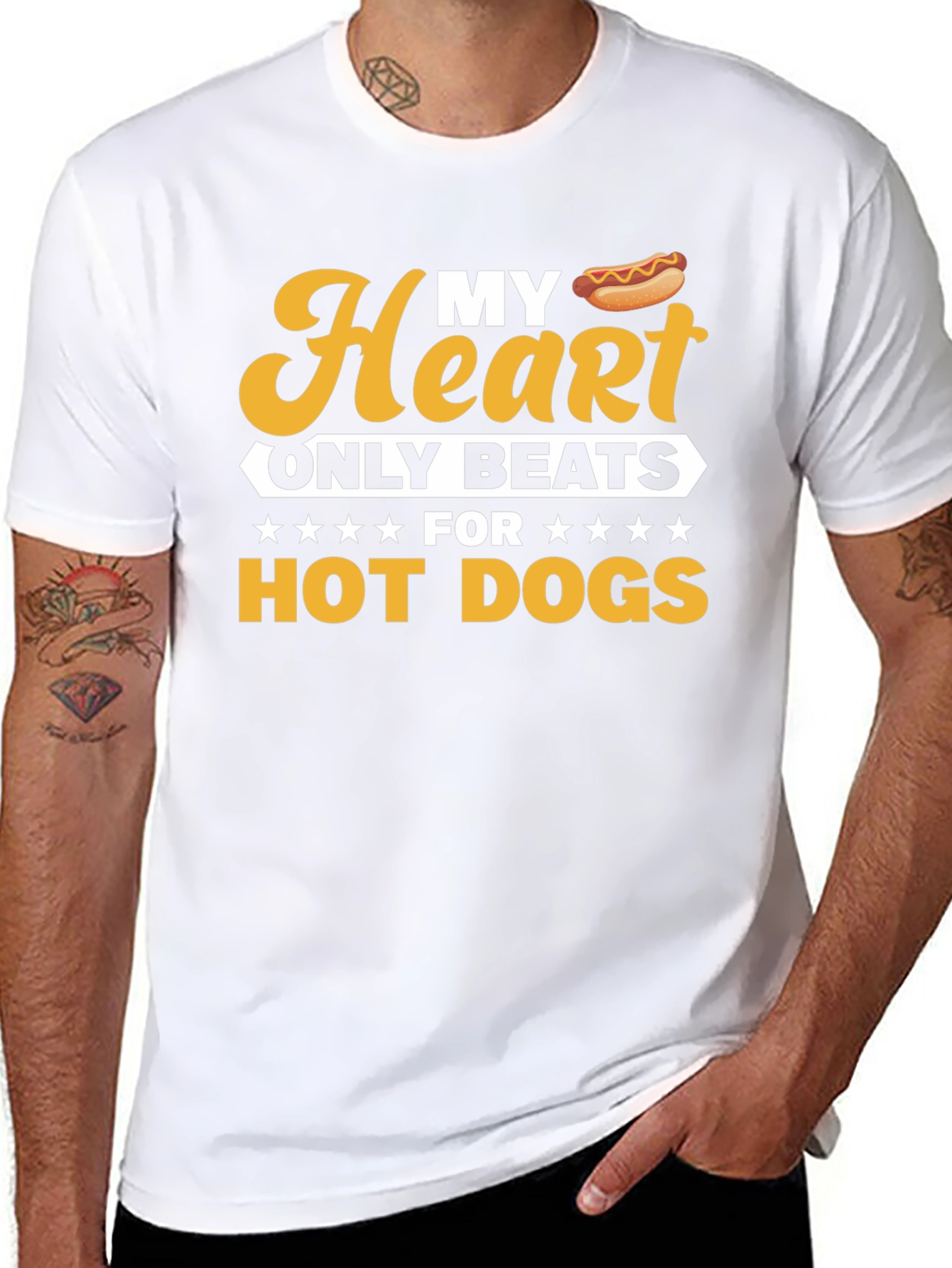 Black Funny Hot Dog Lover T-Shirt - My Heart Beats For Hot Dogs view 8