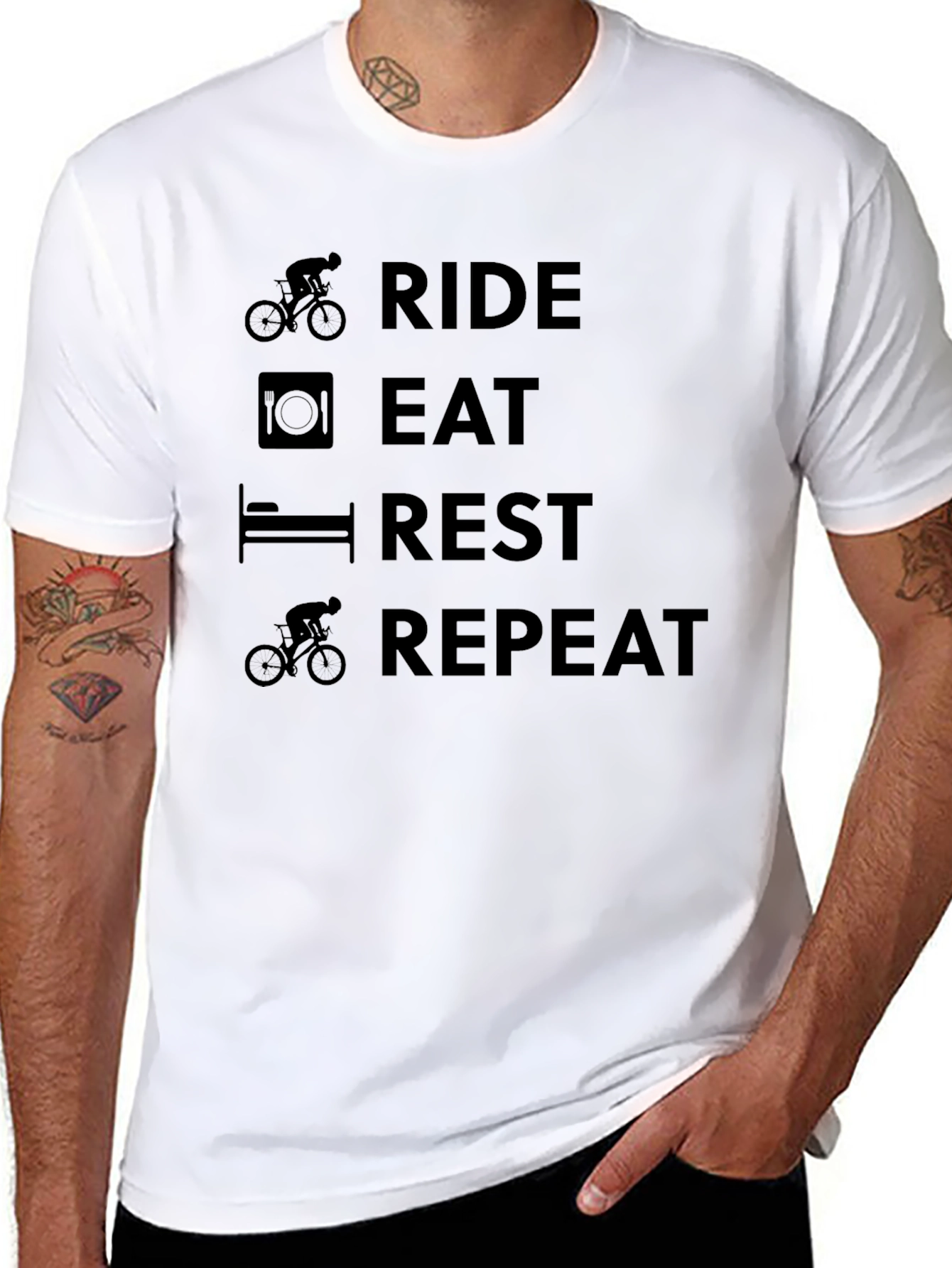 Black Ride Eat Rest Repeat Cycling T-Shirt view 8