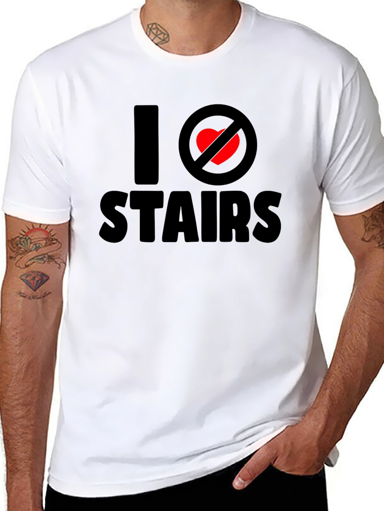 Black I Hate Stairs Graphic Tee - Funny Anti-Stair T-Shirt view 8