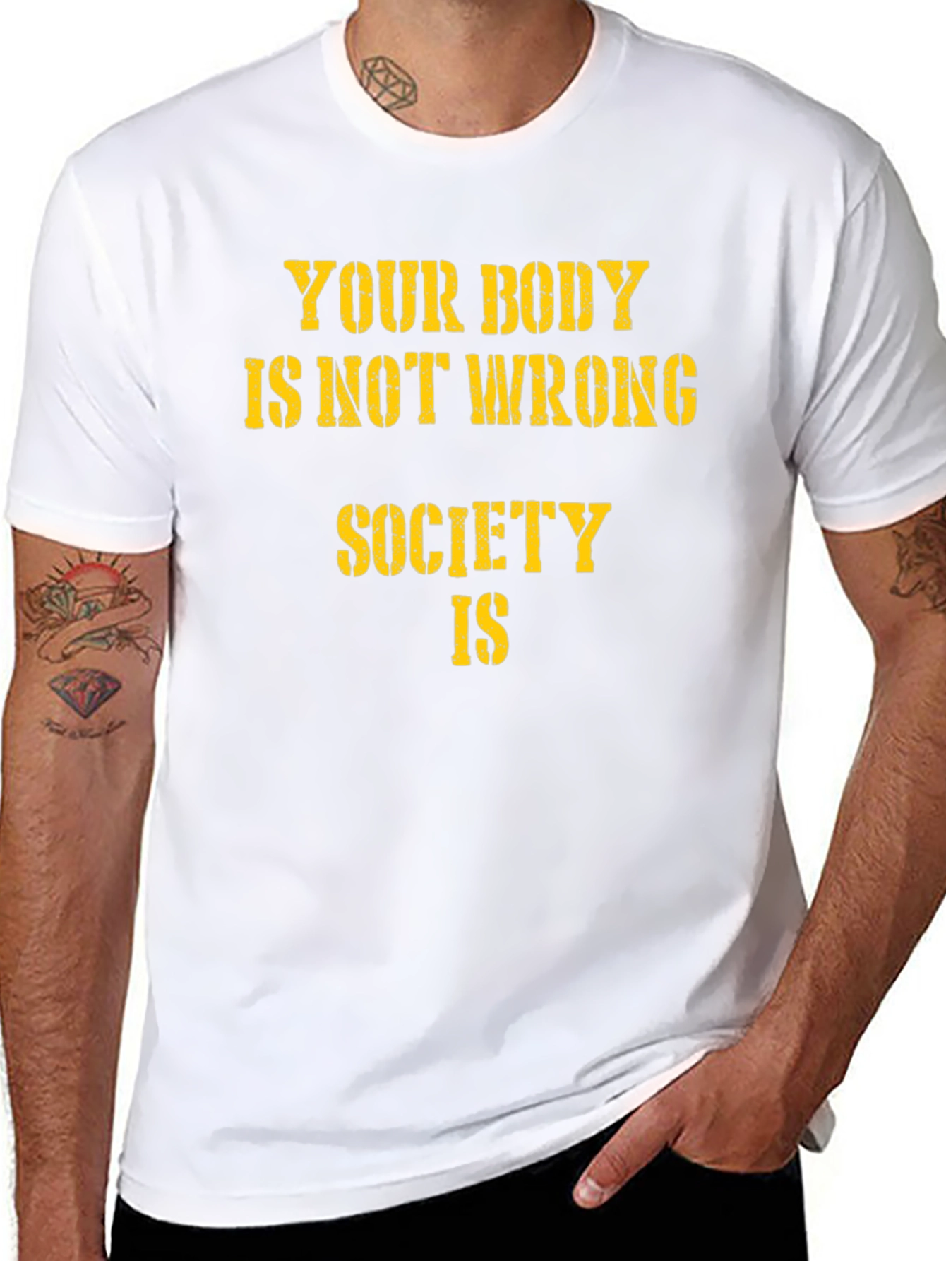 Black Body Positive Statement T-Shirt - Your Body Is Not Wrong view 8
