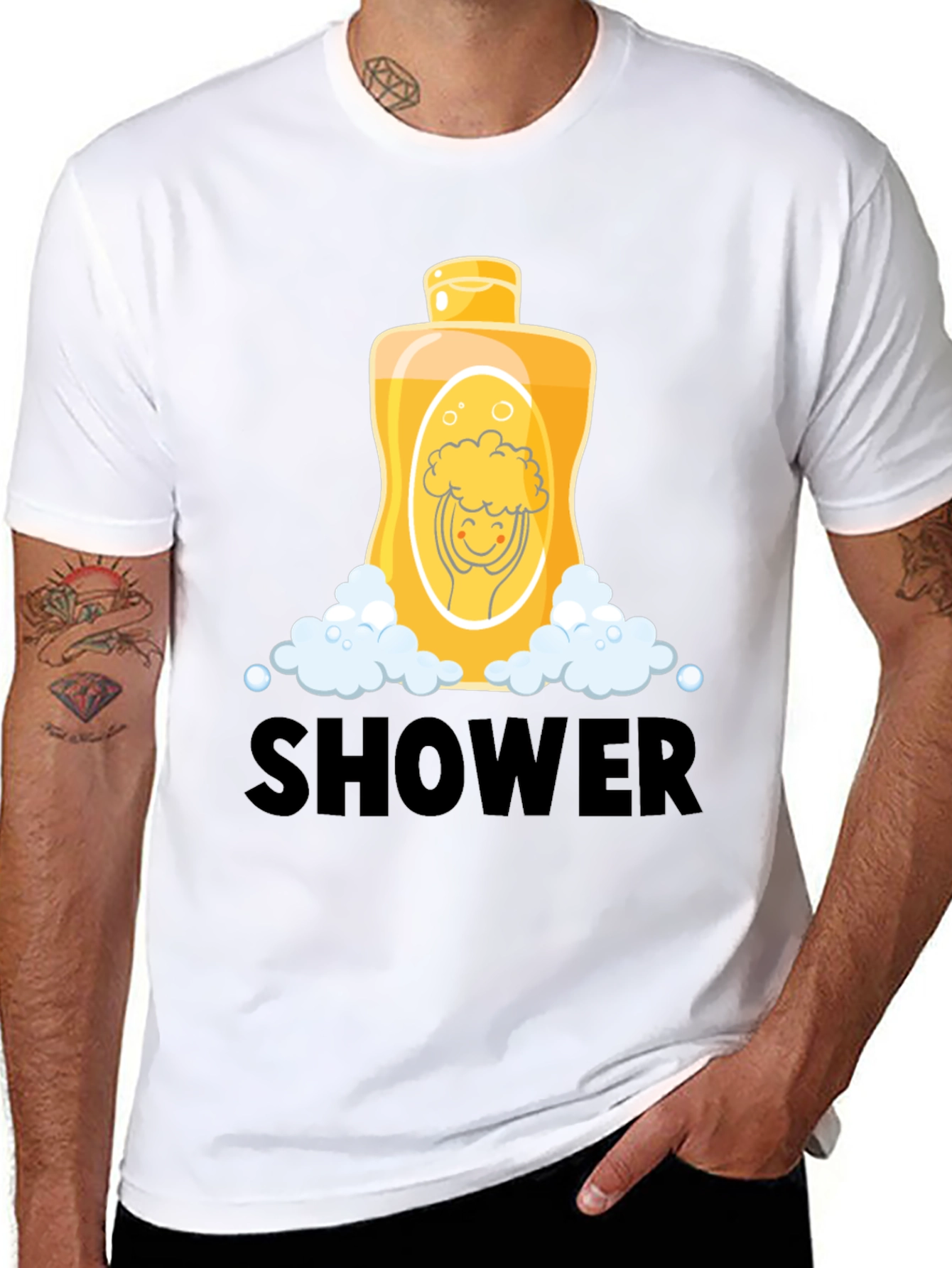Black Shower Time Cartoon Graphic Tee view 8