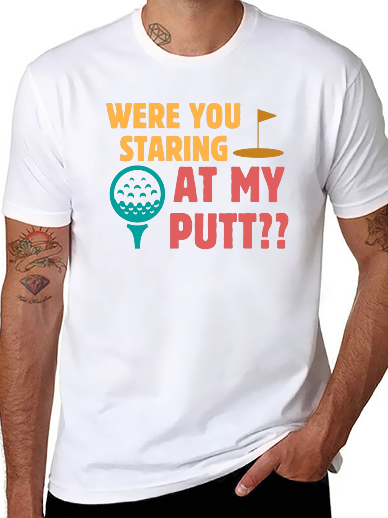 Black Were You Staring at My Putt T-Shirt view 8