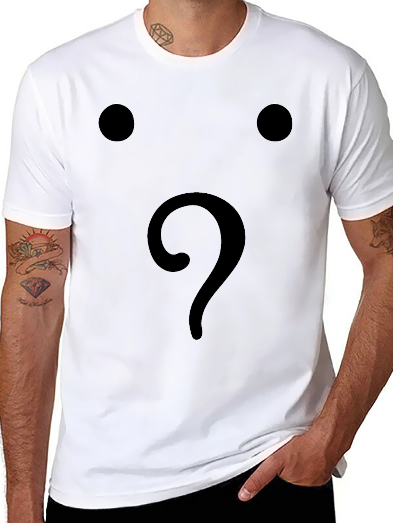 Black Mens Black Question Mark Graphic T-Shirt view 8