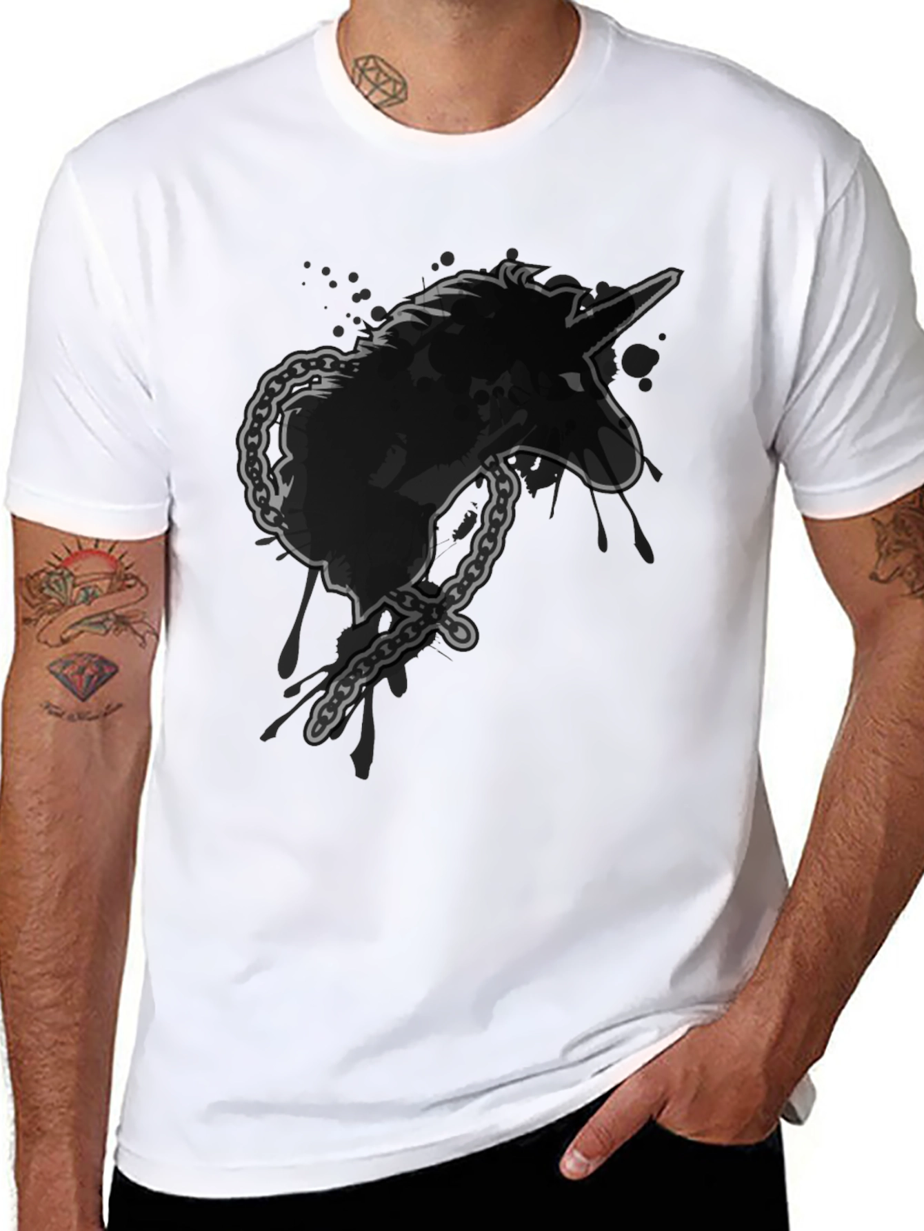 Black Unicorn Chain Graphic Tee view 8