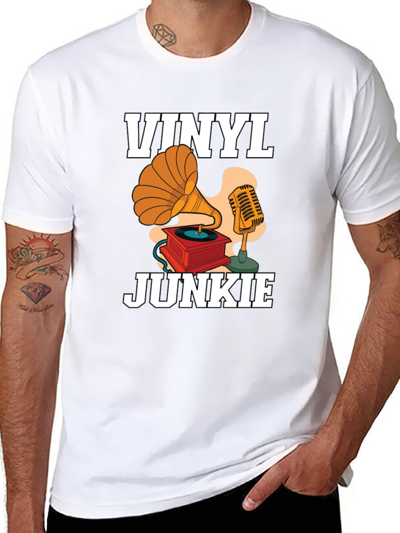 Black Vinyl Junkie Graphic Tee view 8
