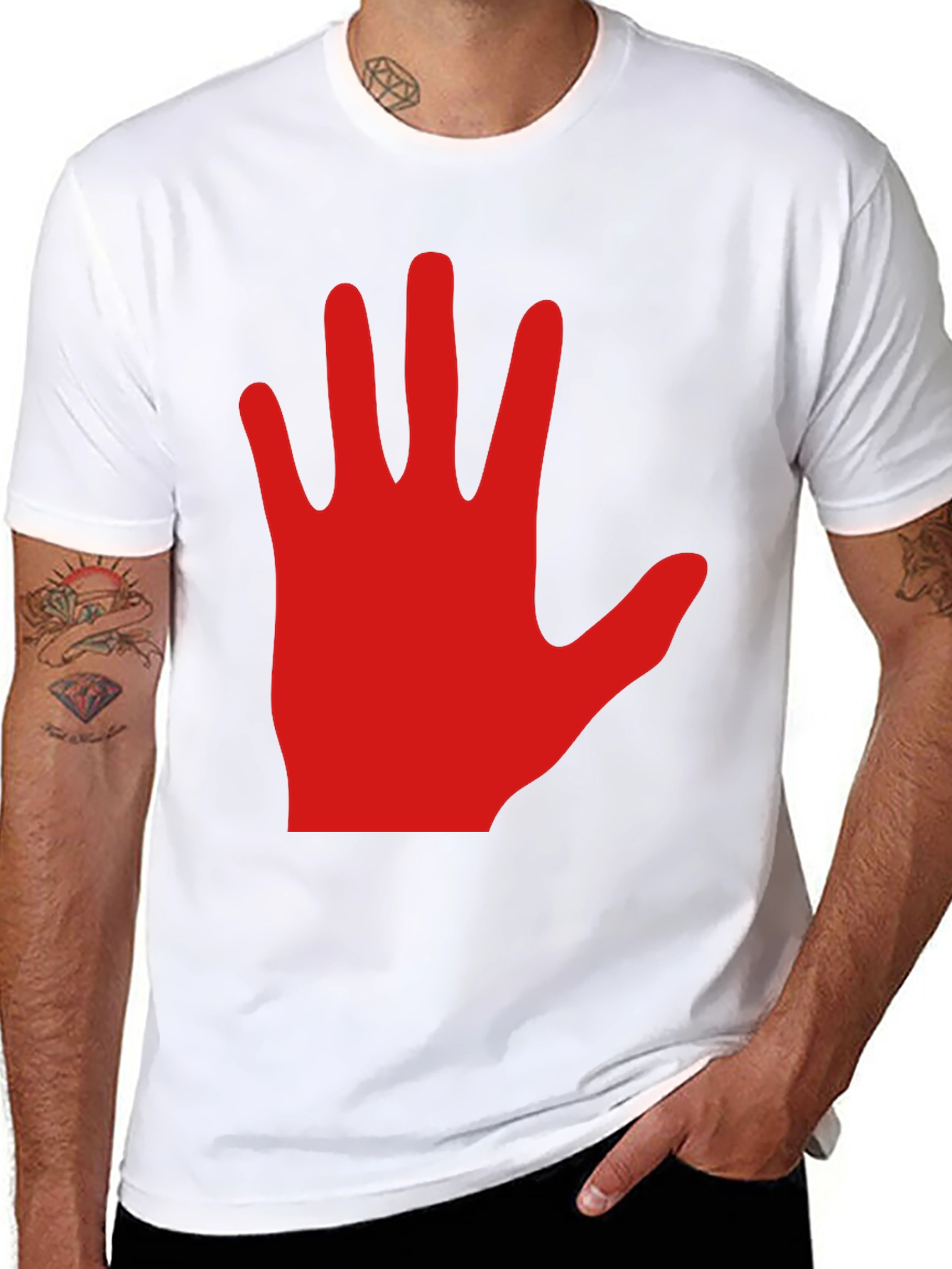 Black Red Hand Graphic Black Tee Shirt view 8