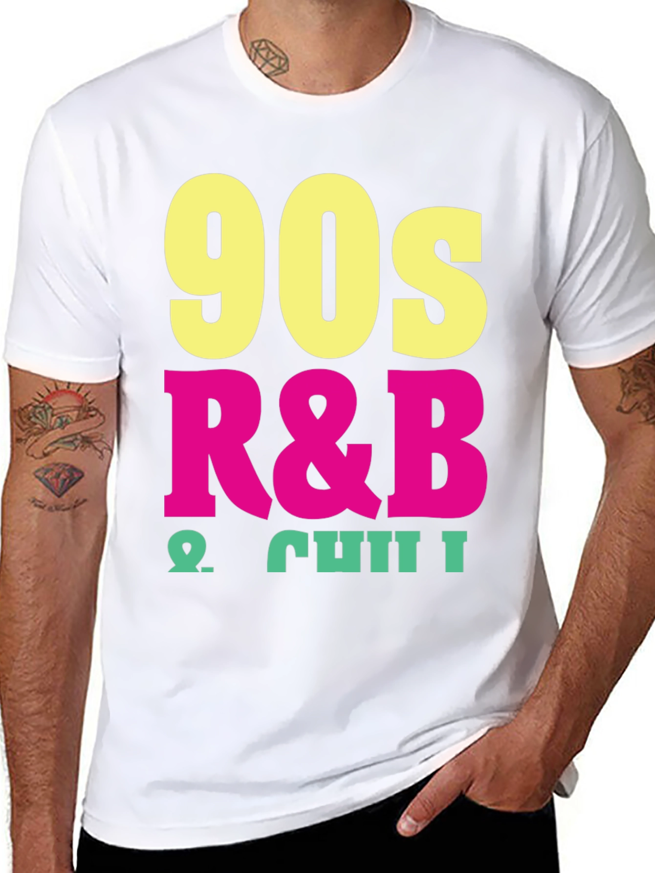 Black 90s R&B & Chill Black T-Shirt view 8