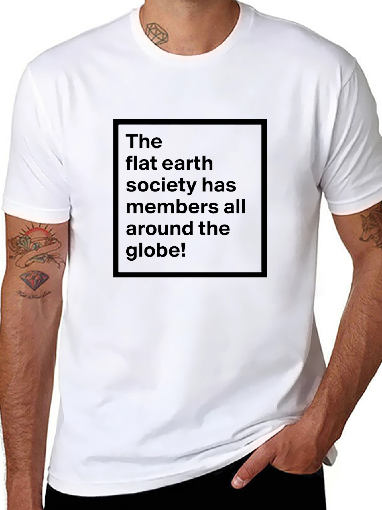 Black Flat Earth Society Tee - Black Humor T-Shirt view 8