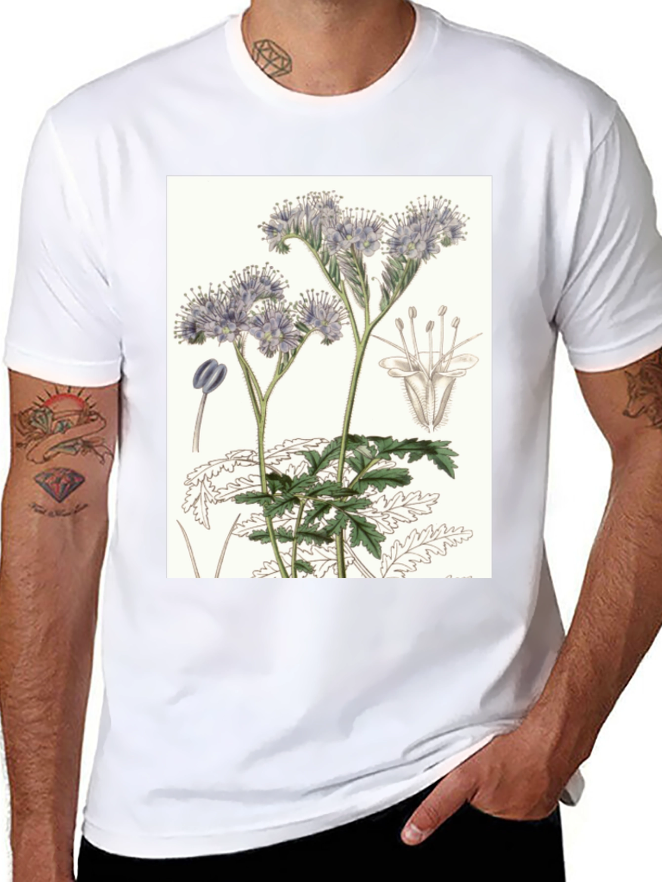 Black Botanical Flower T-Shirt view 8
