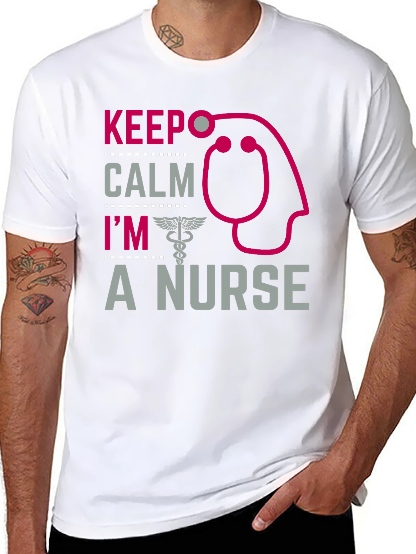 Black Keep Calm I'm A Nurse T-Shirt view 8