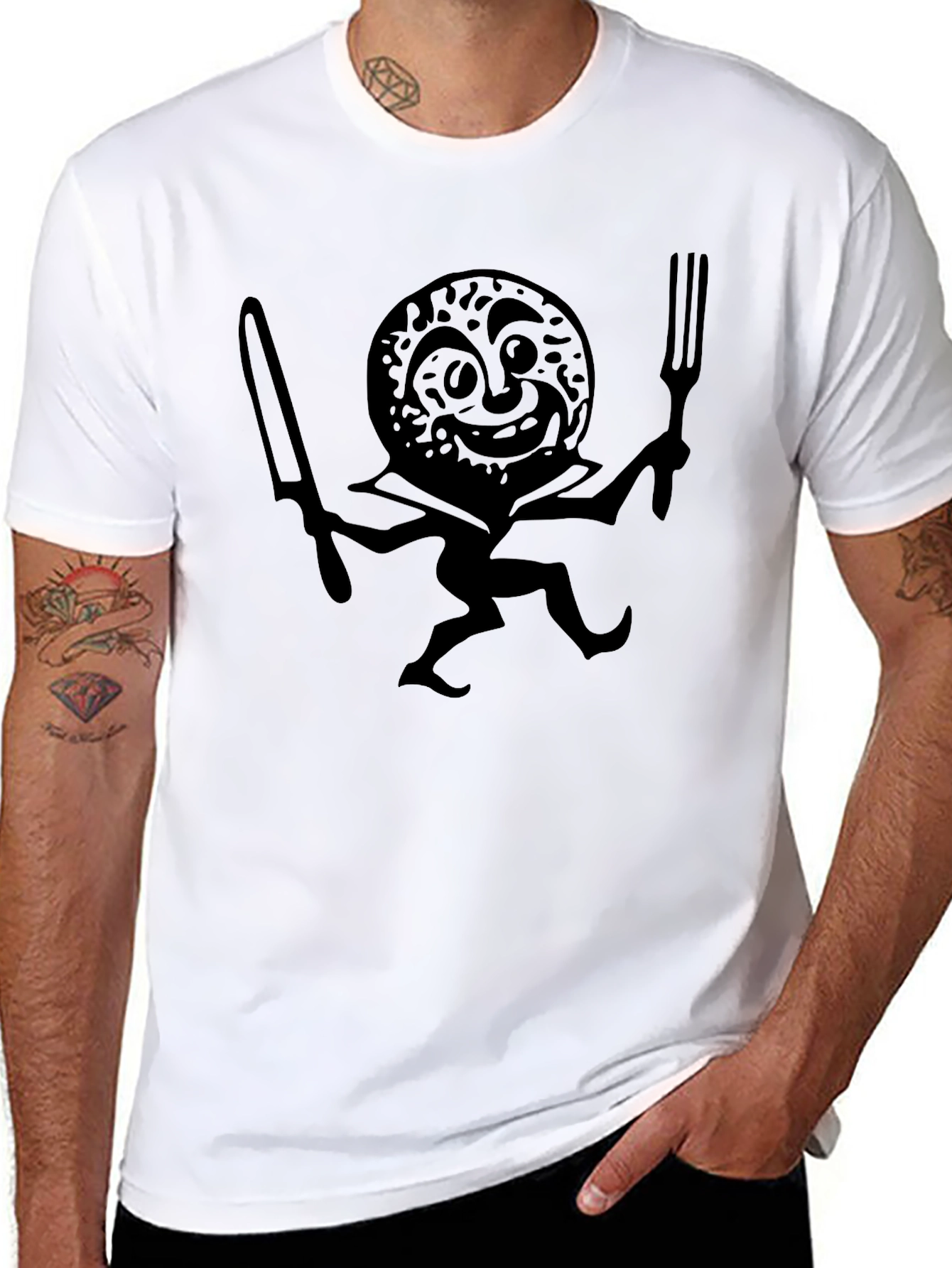 Black Whimsical Donut Chef Graphic T-Shirt view 8