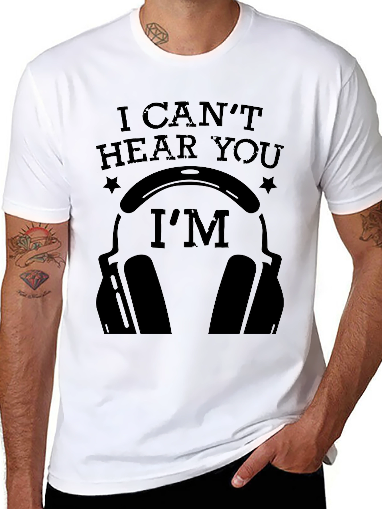 Black I Can't Hear You I'm Gaming T-Shirt - Black Cotton Tee view 8