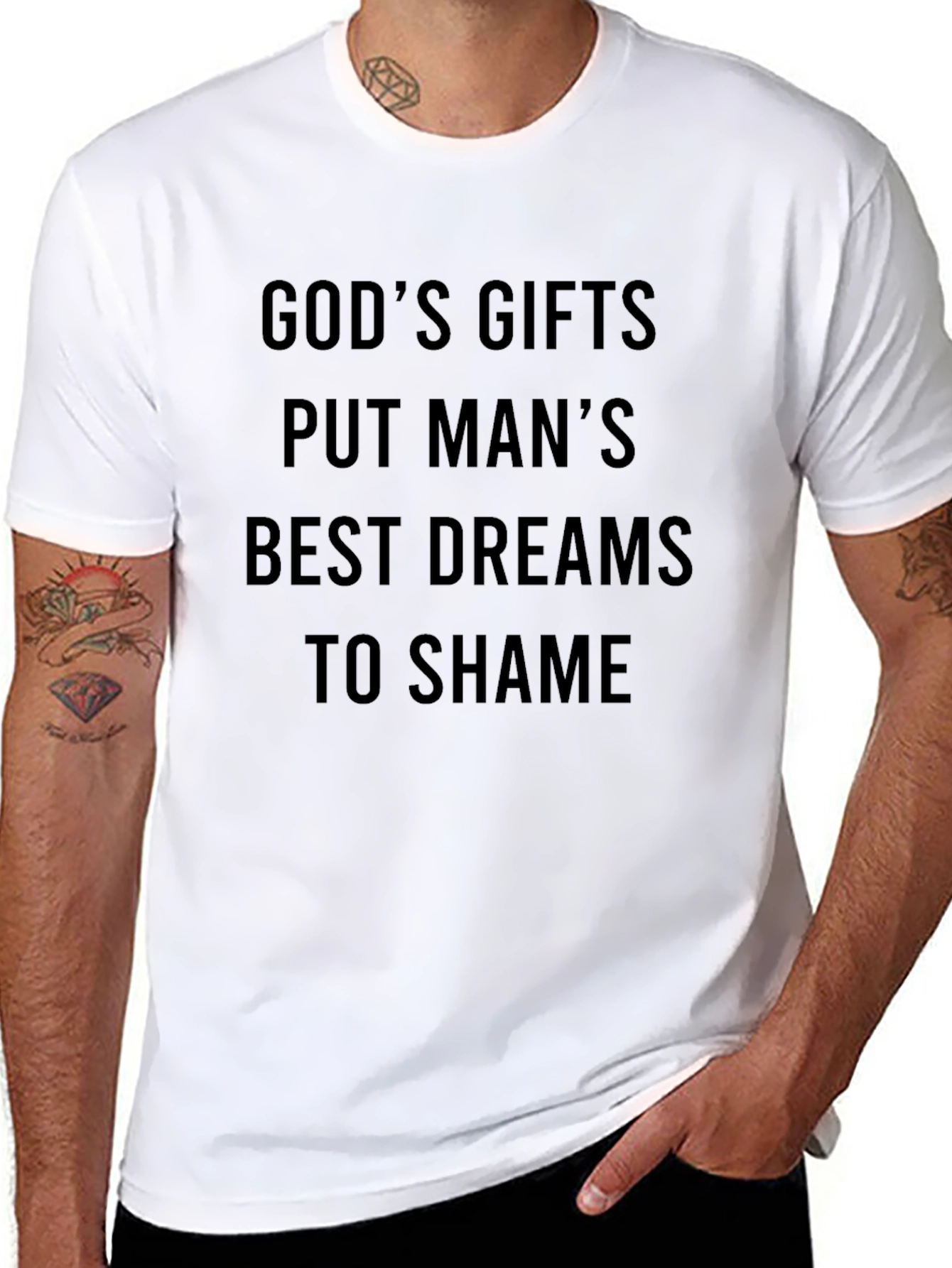 Black God's Gifts T-Shirt - Men's Black Crew Neck view 8
