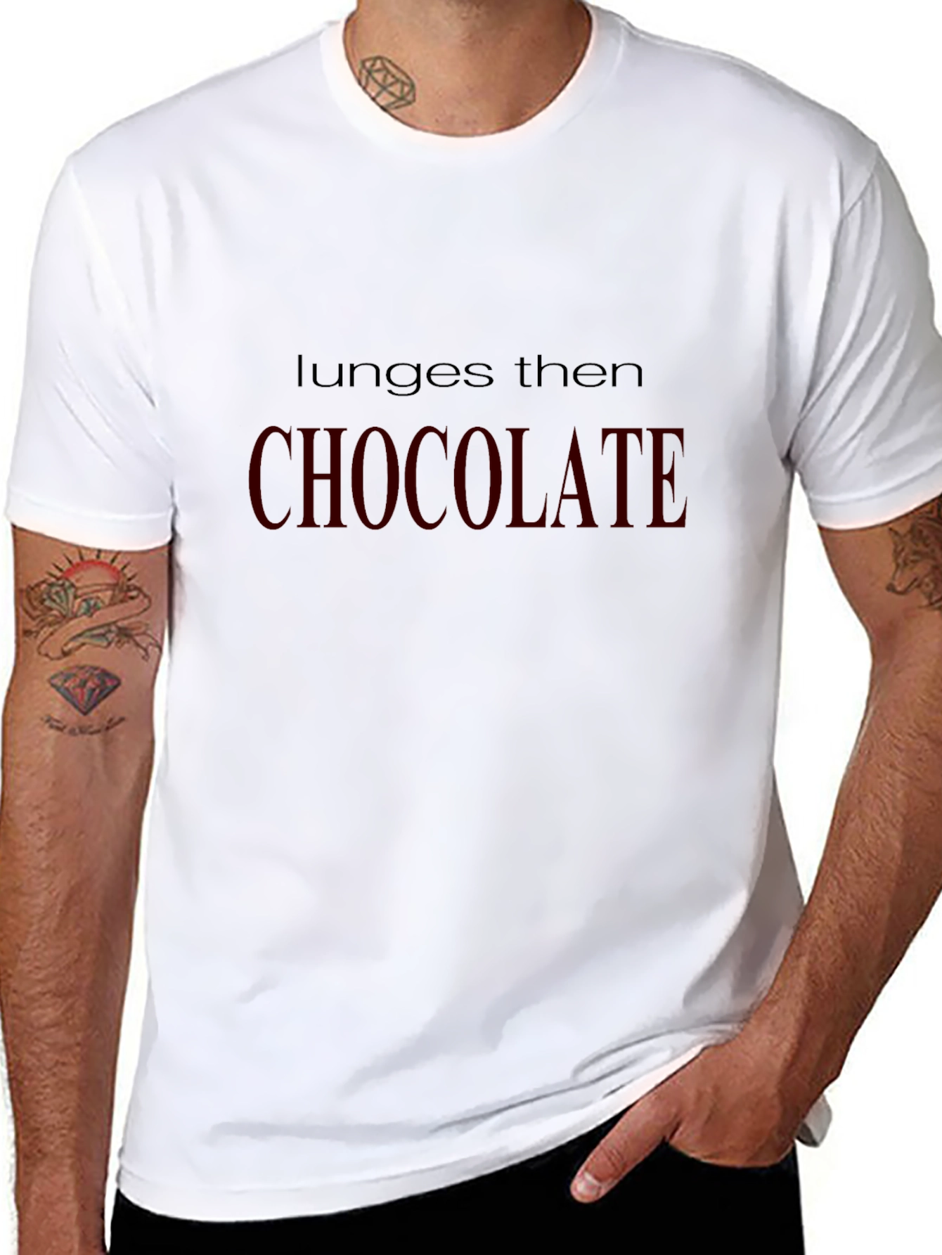 Black Lunge Then Chocolate T-Shirt - Gym & Foodie Fun! view 8