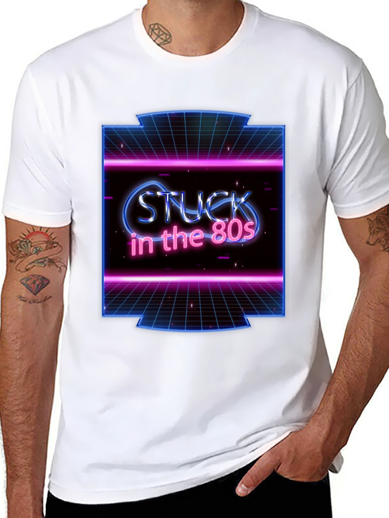 Black Retro 'Stuck in the 80s' Graphic Tee view 8