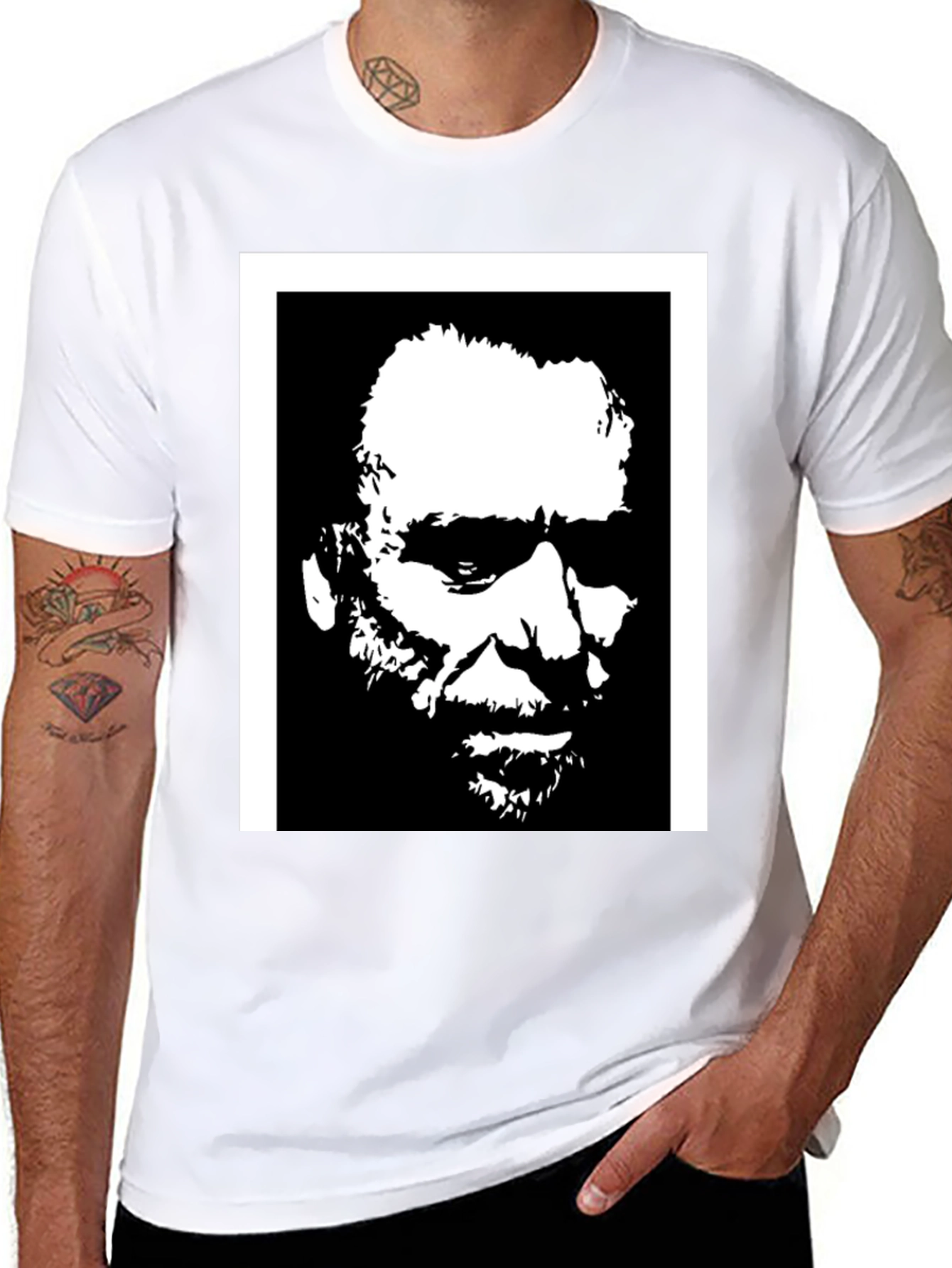 Black Black T-Shirt with Portrait Graphic view 8