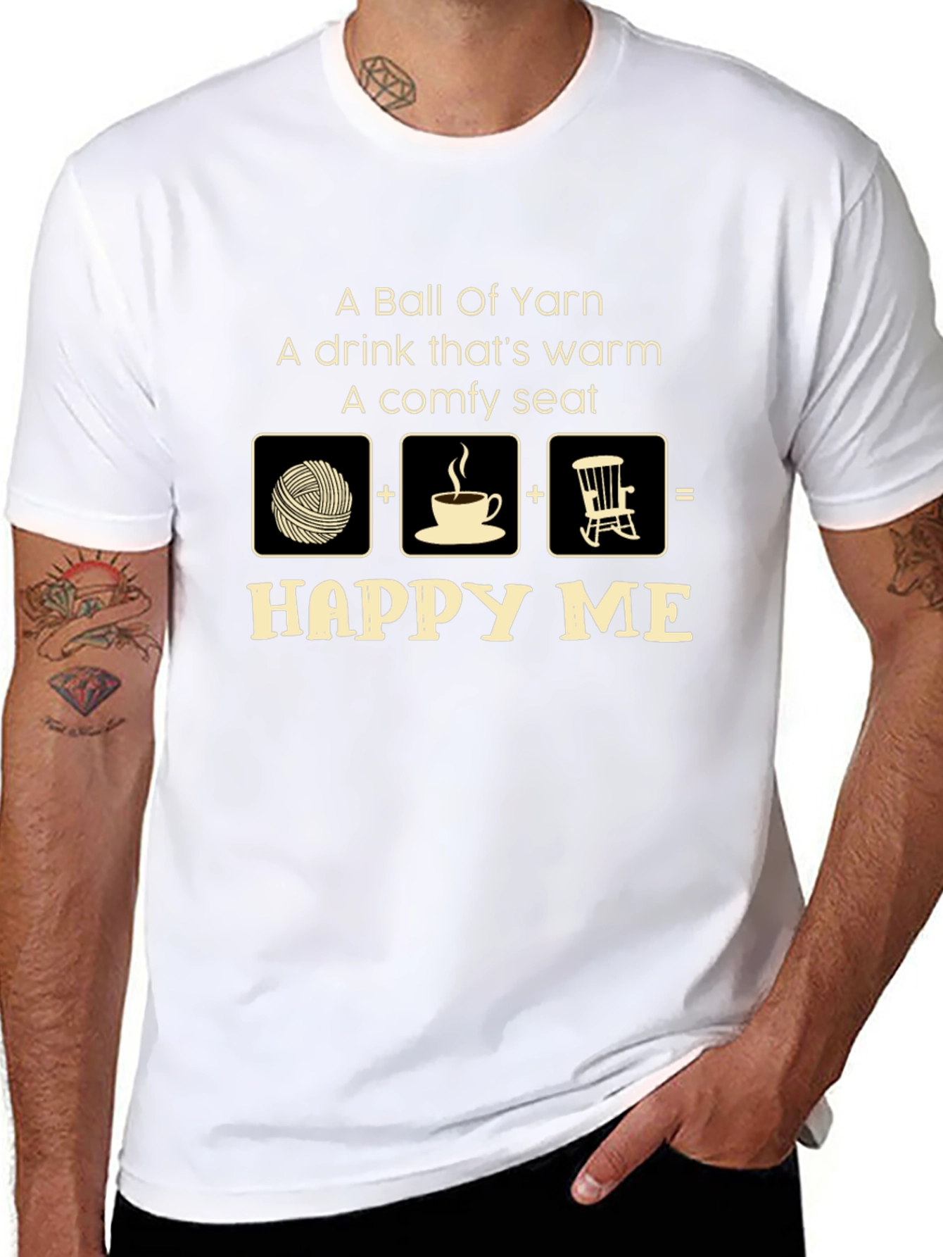 Black Happy Me Yarn Lover T-Shirt view 8
