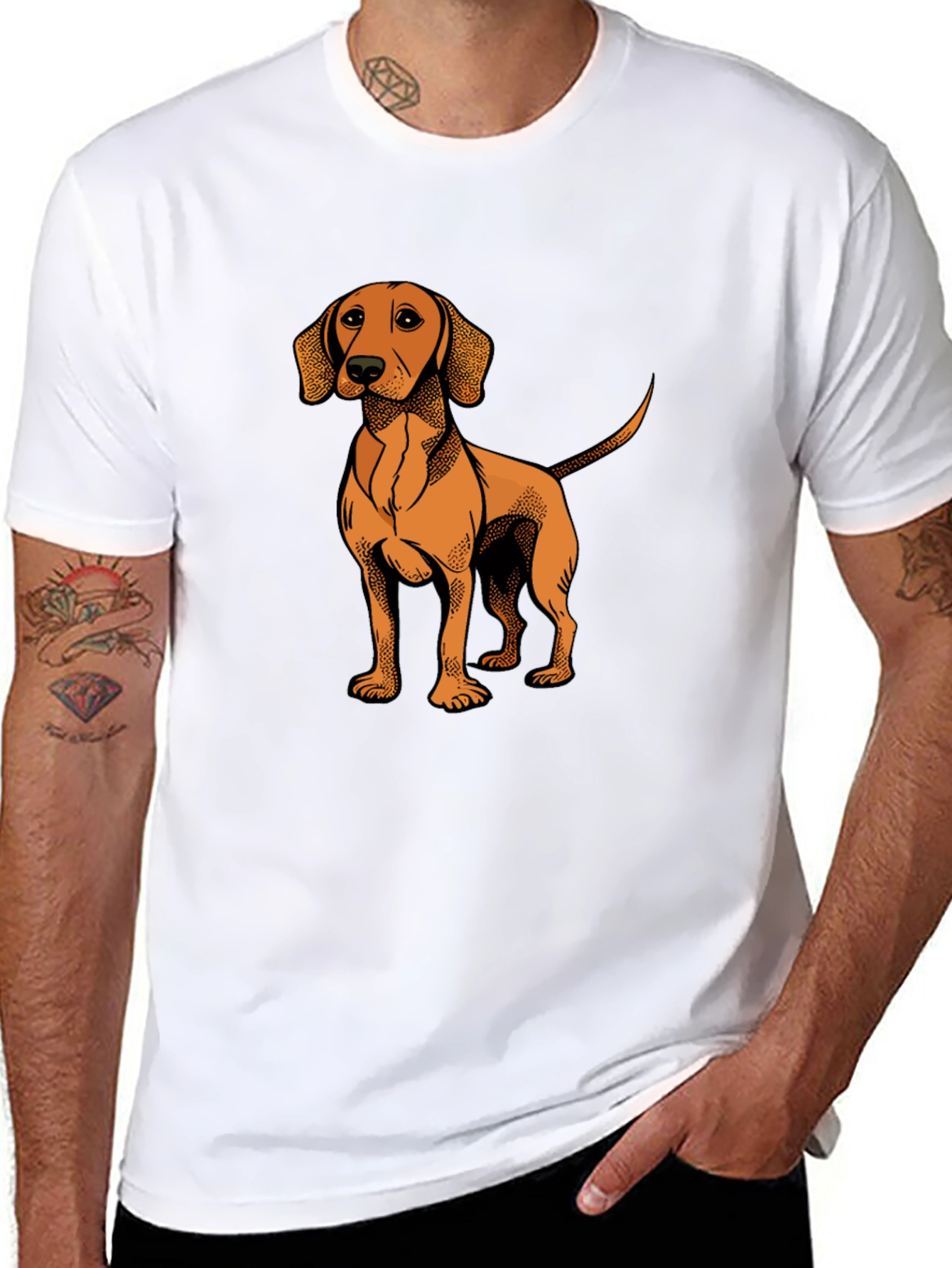 Black Dog Graphic T-Shirt - Men's Black Cotton Tee view 8