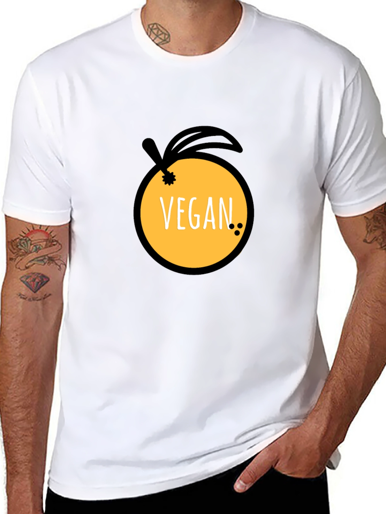 Black Vegan Orange Graphic Tee view 8