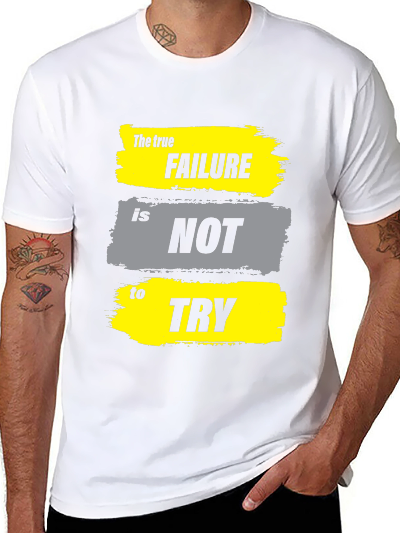 Black Motivational T-Shirt - Failure is Not to Try - Black view 8
