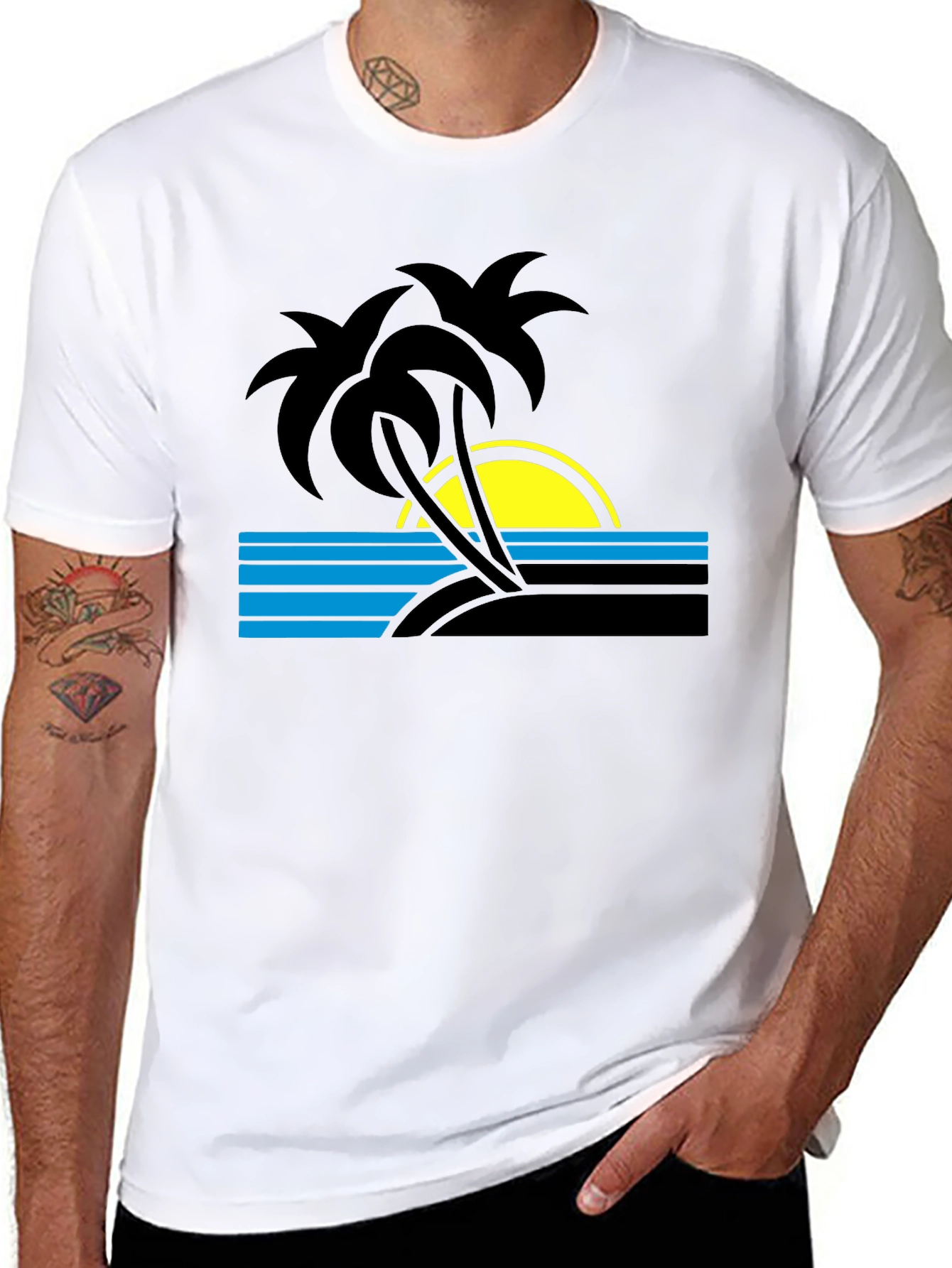 Black Retro Beach T-Shirt view 8
